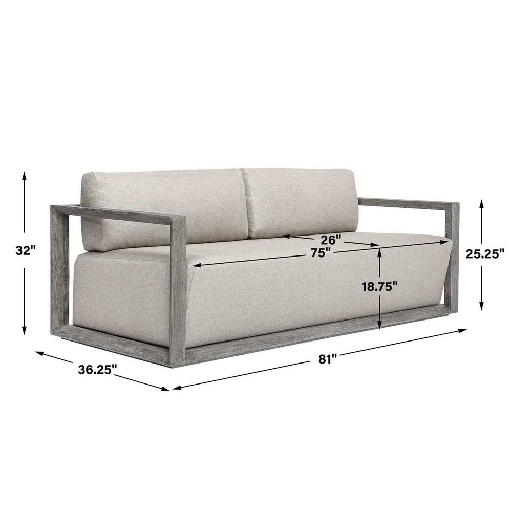 Uttermost Remsen Outdoor Weathered Gray/Dove Sofa