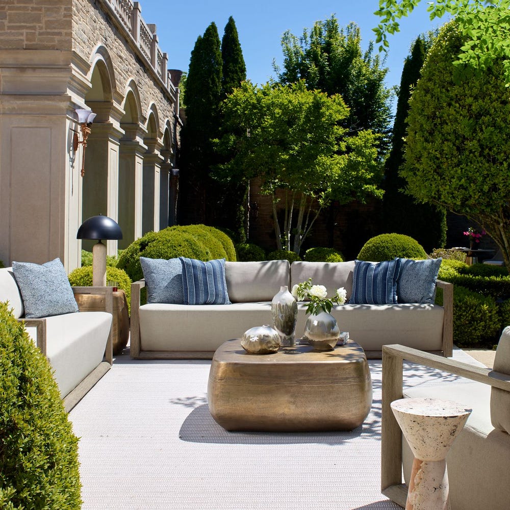 Uttermost Remsen Outdoor Weathered Gray/Dove Large Sofa