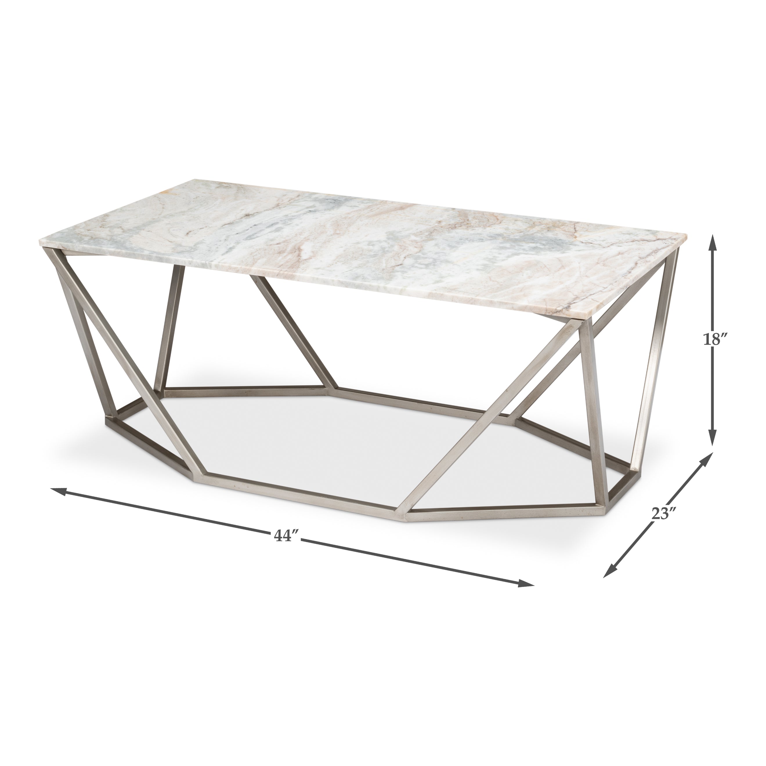 Trapezoid Marble Top Coffee Table