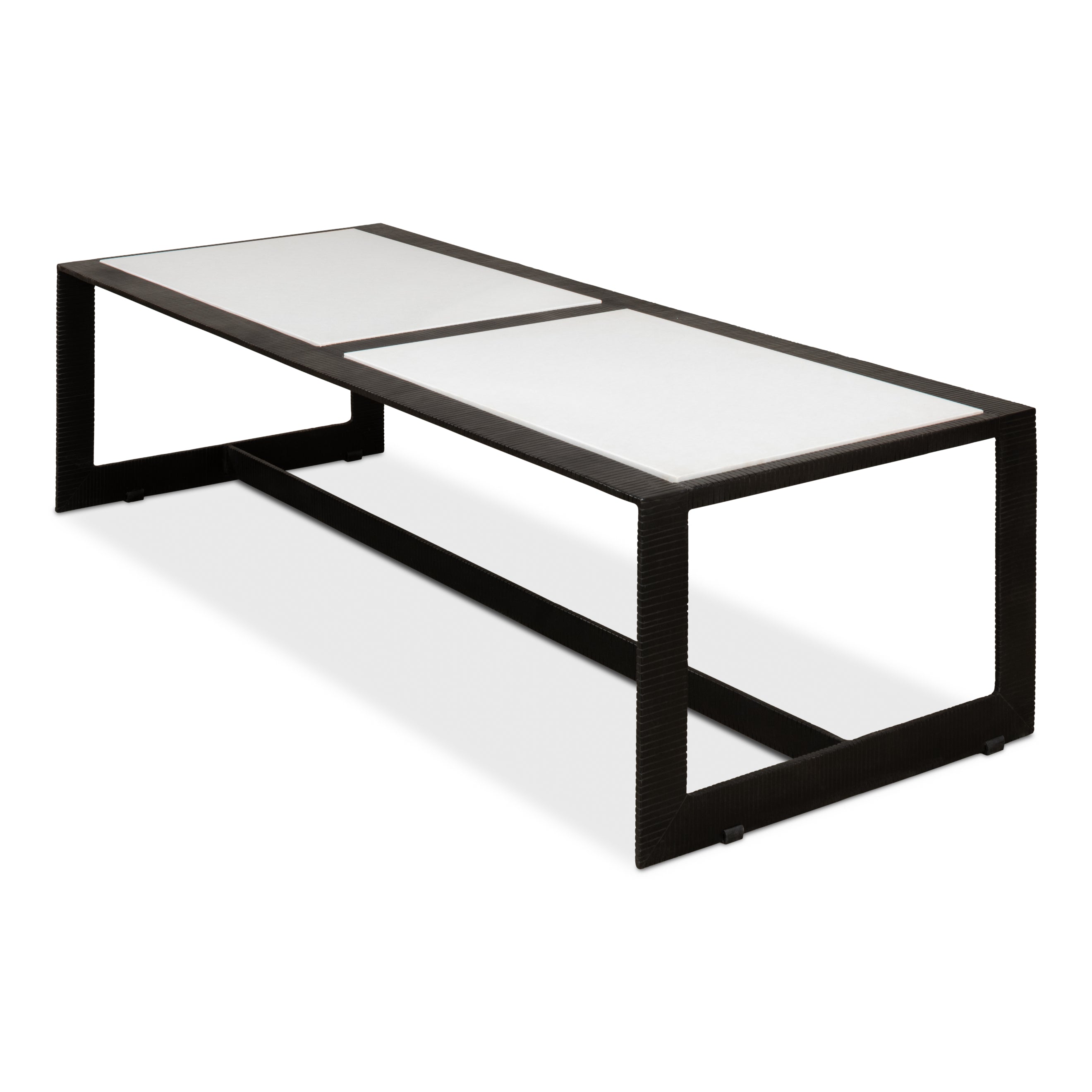 Ridged Iron Rectangular Coffee Table
