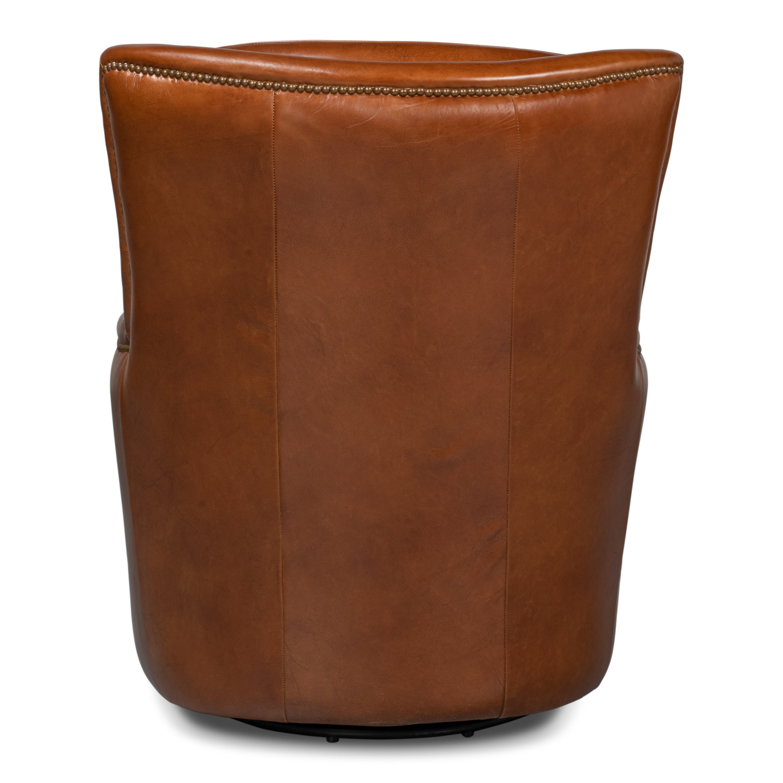 Baker Leather Swivel Chair