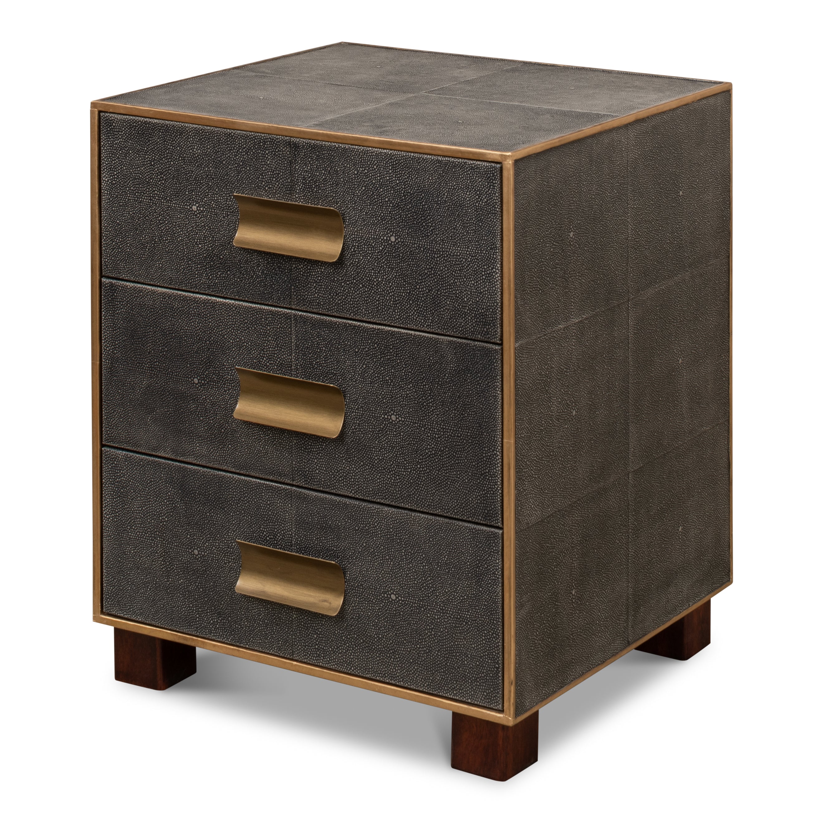 Gideon Shagreen 3 Drawer Side Table