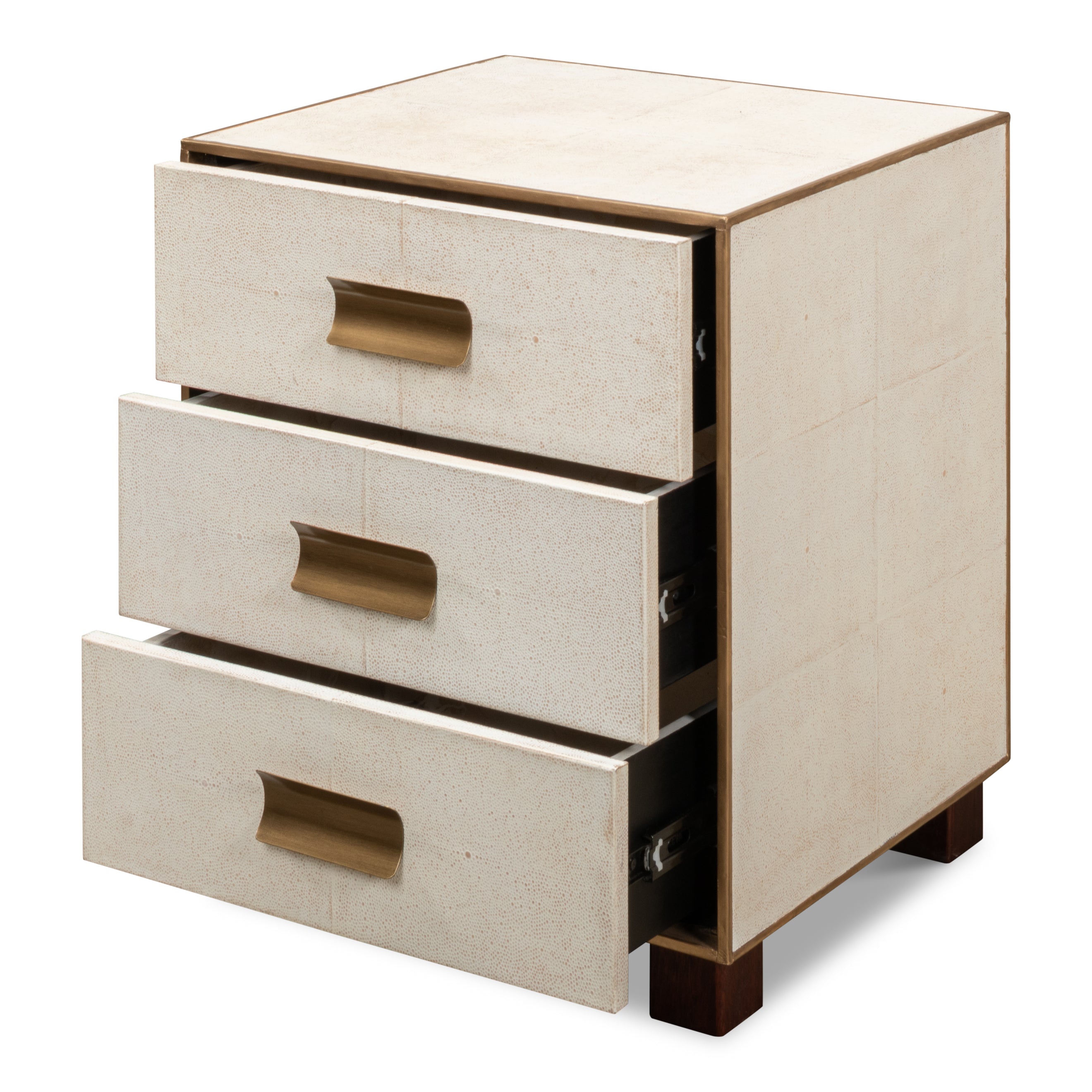 Shagreen 3 Drawer Side Table - Osprey White
