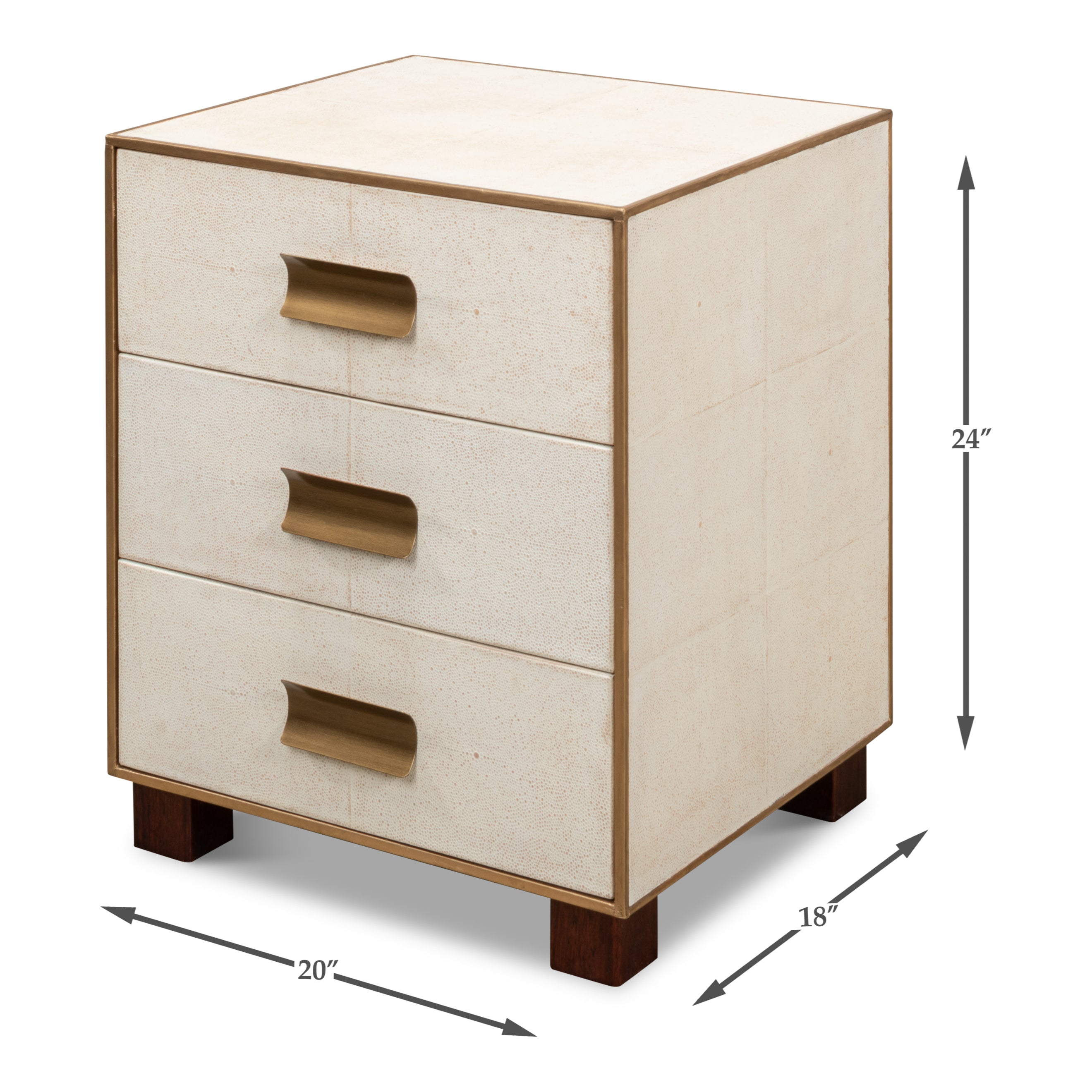 Shagreen 3 Drawer Side Table - Osprey White