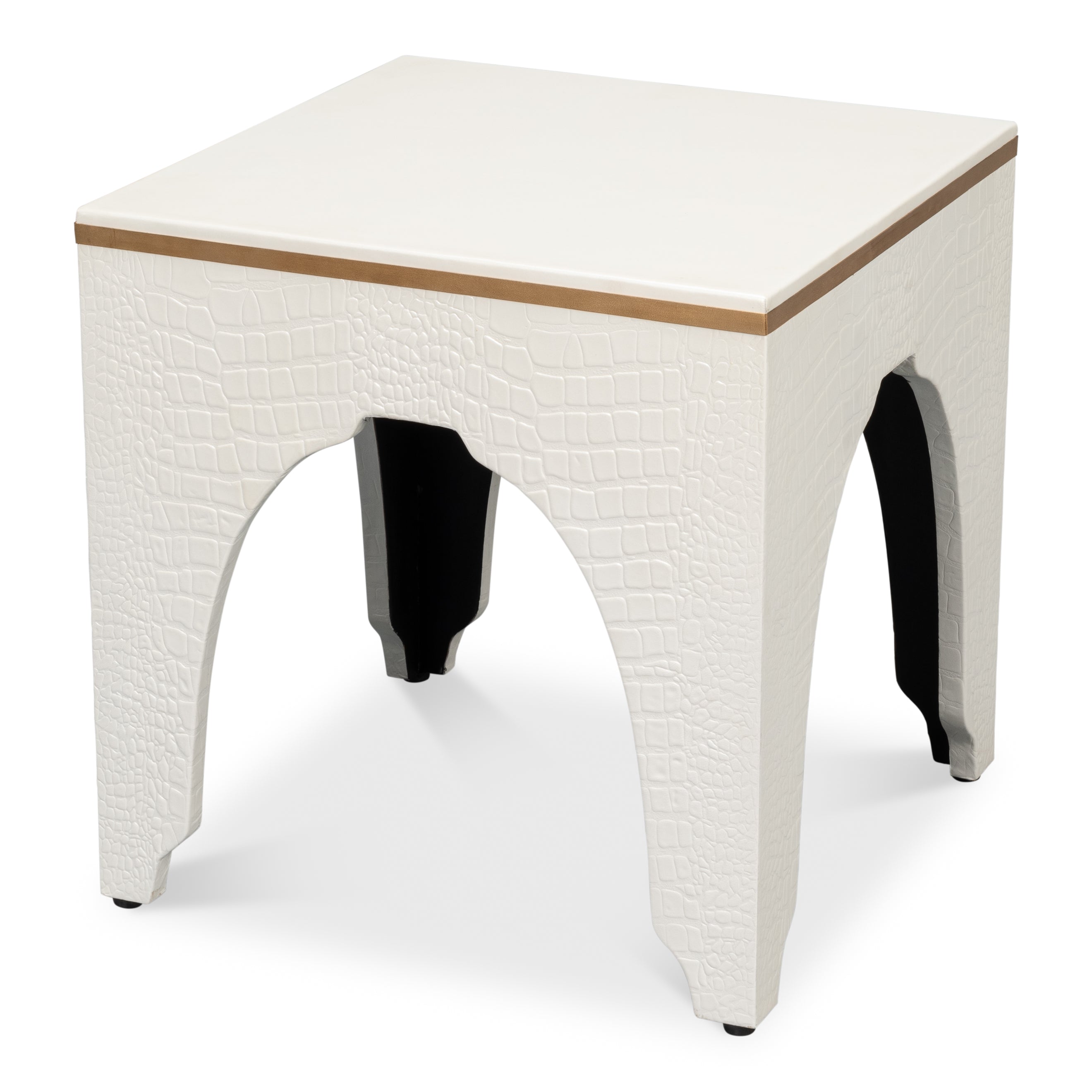 Croco Embossed Leather Stool