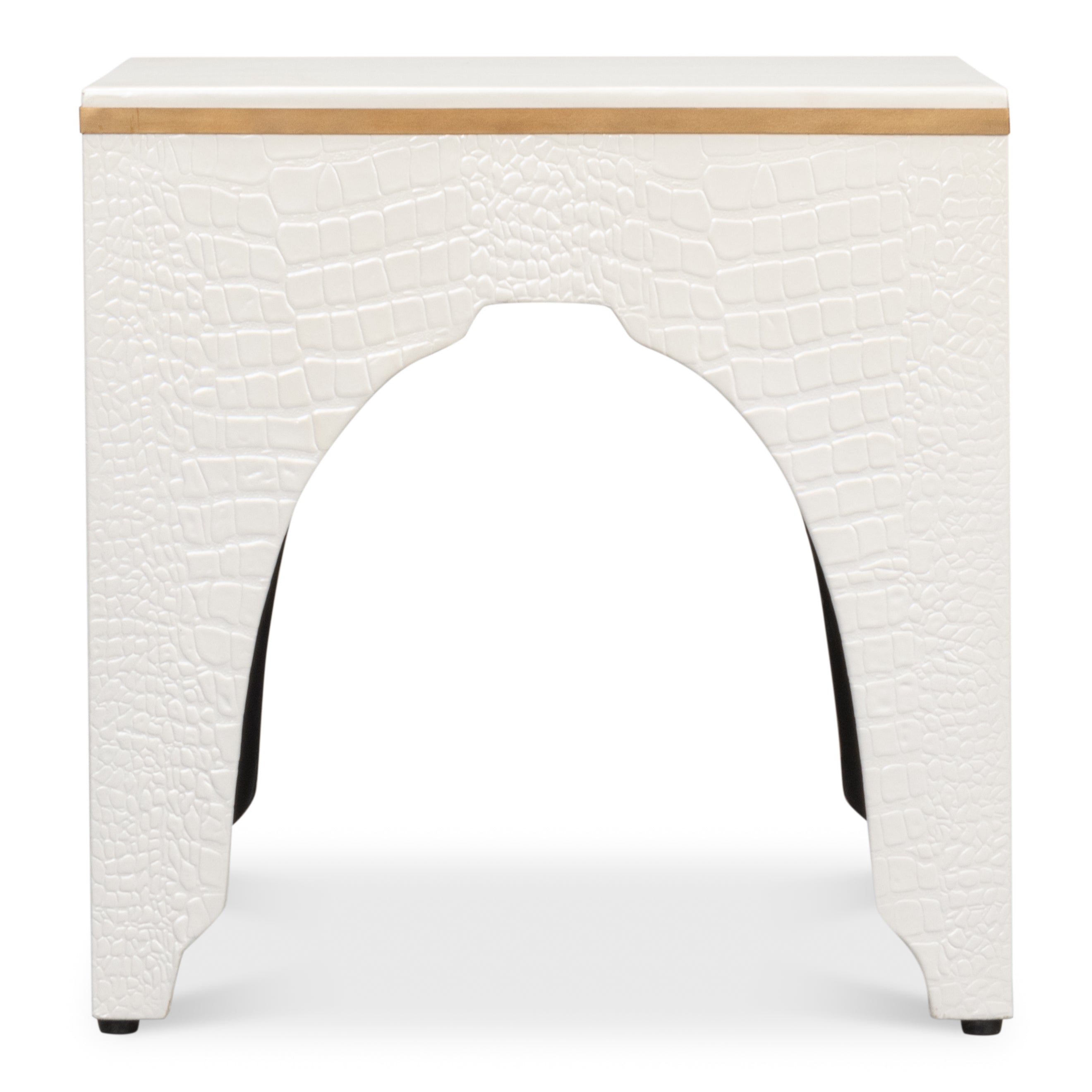 Croco Embossed Leather Stool