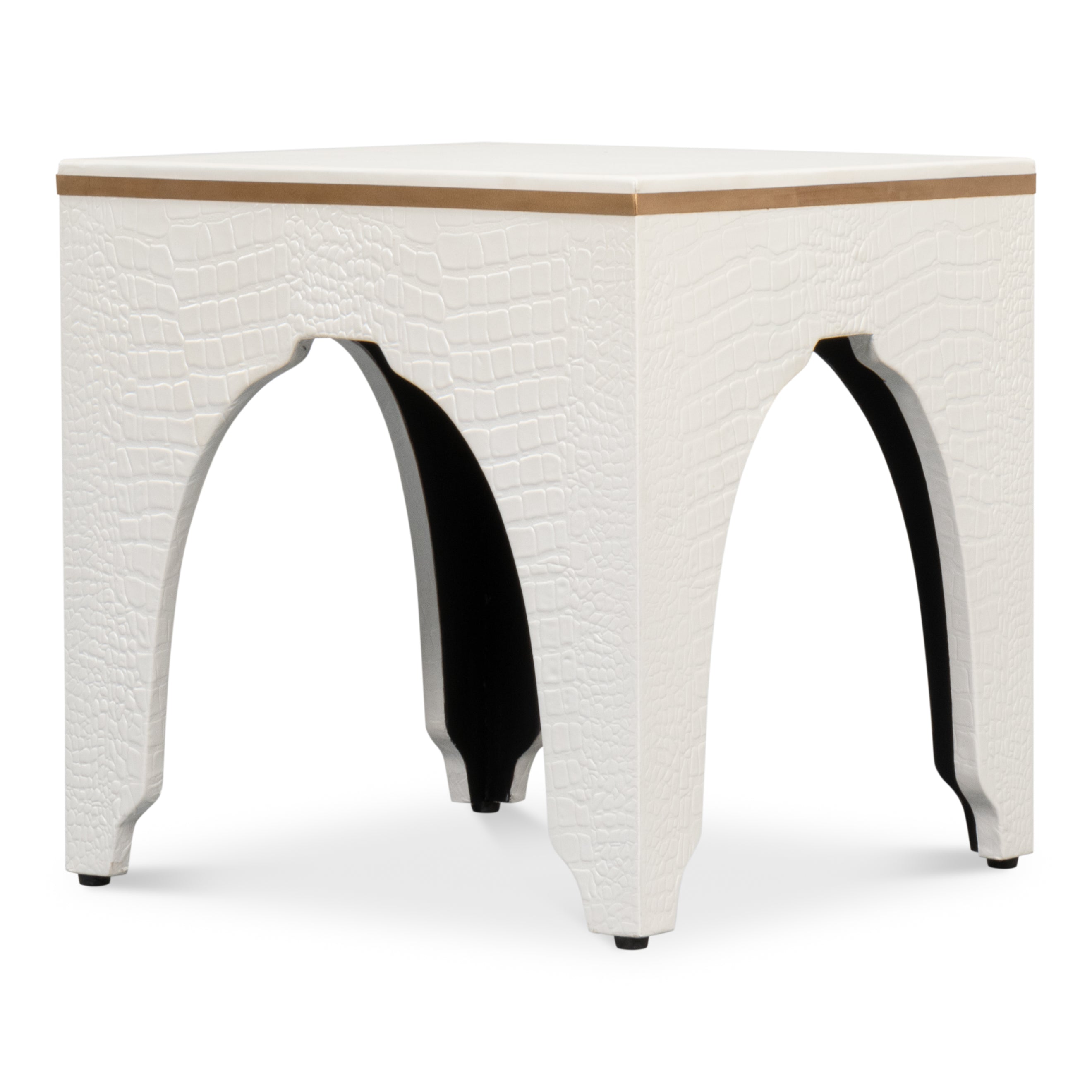 Croco Embossed Leather Stool