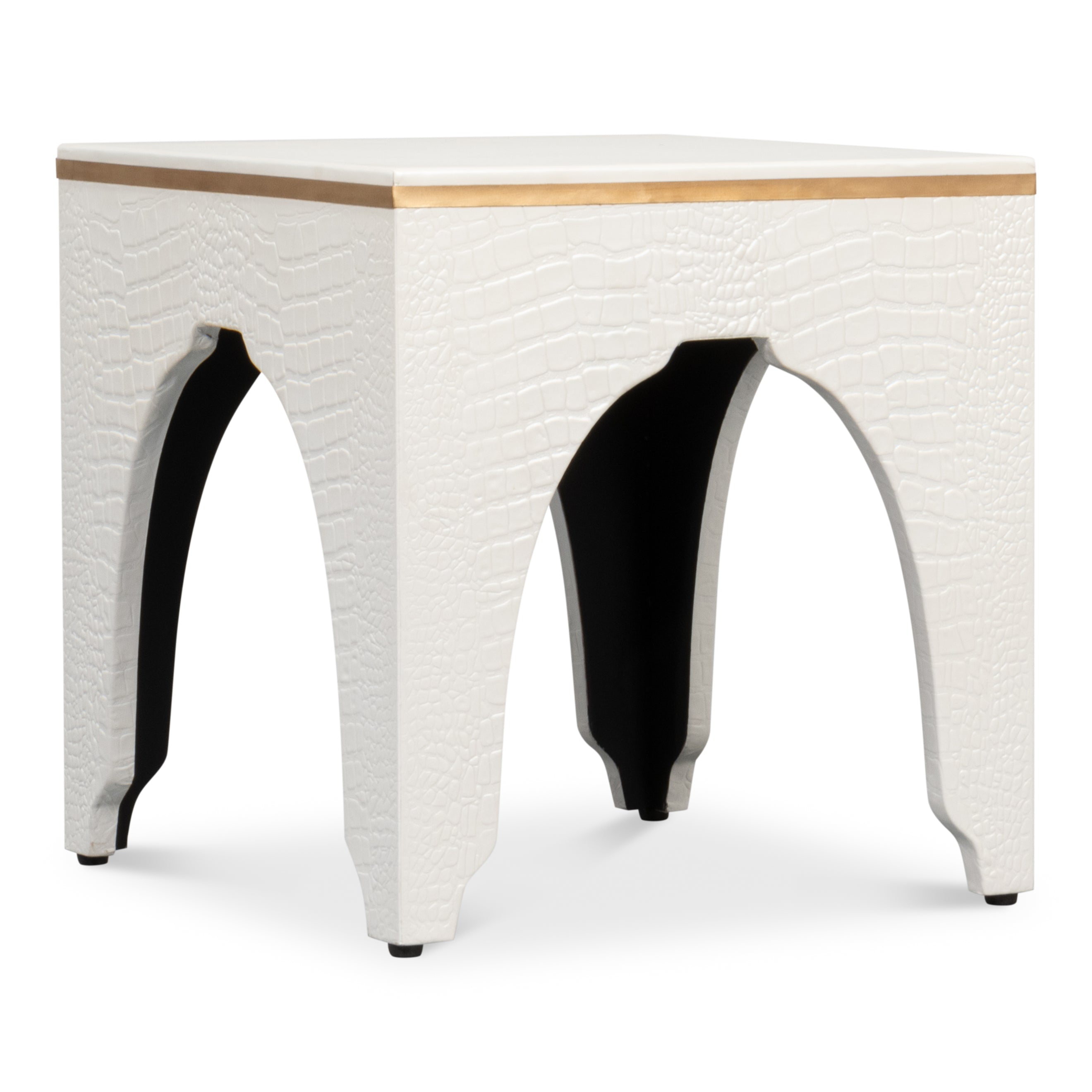 Croco Embossed Leather Stool