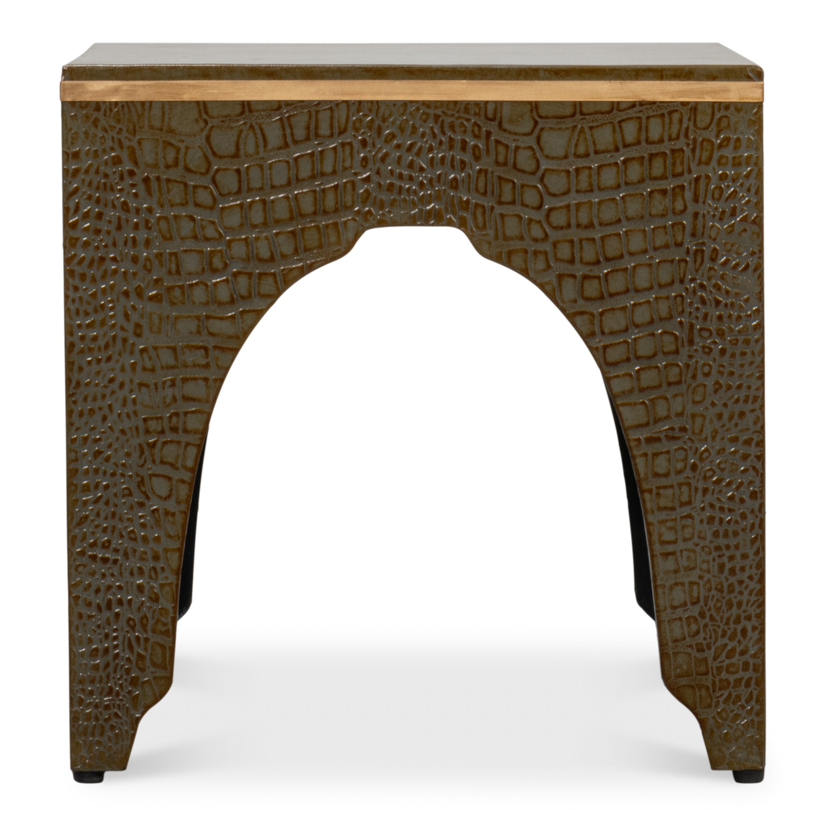 Croco Embossed Leather Stool