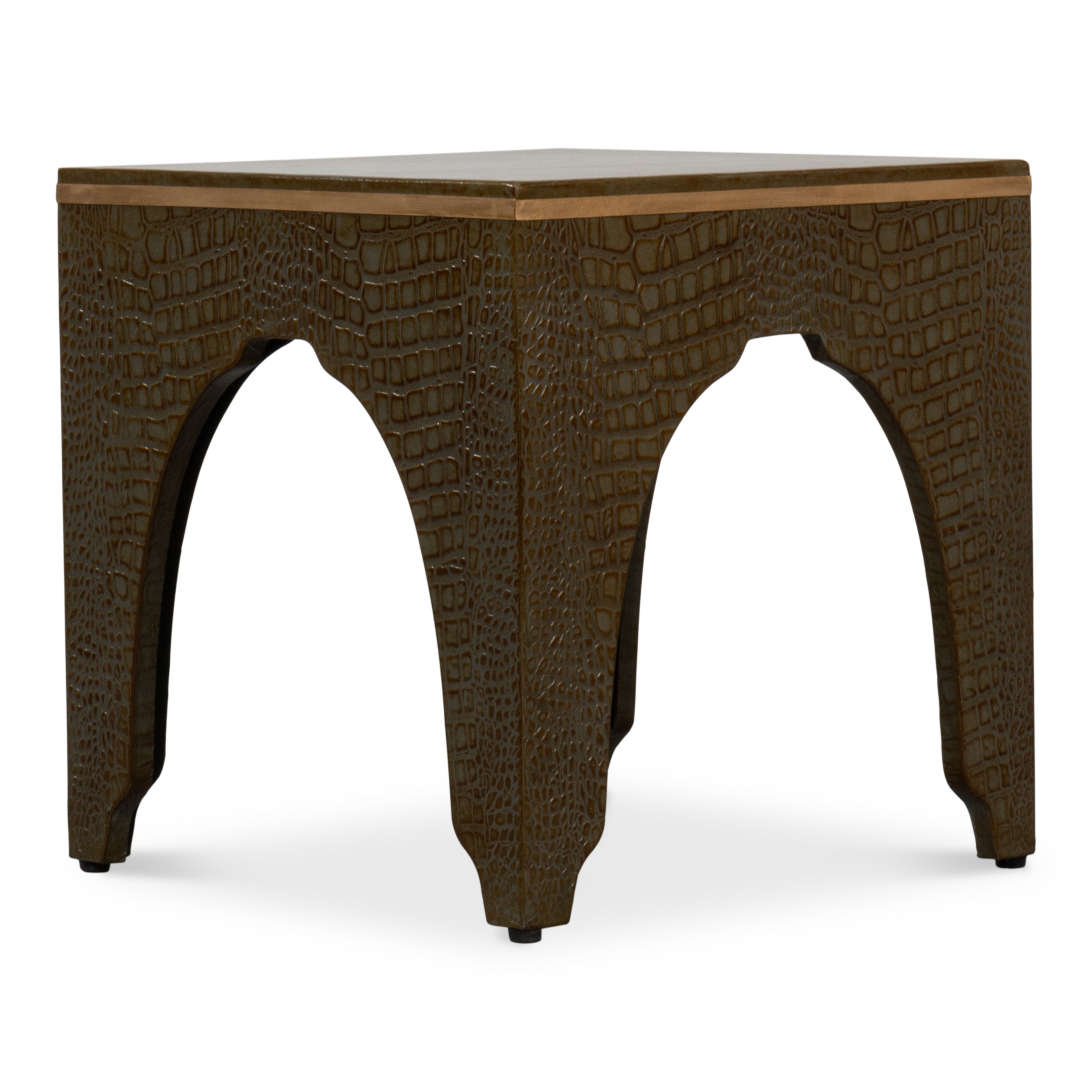 Croco Embossed Leather Stool