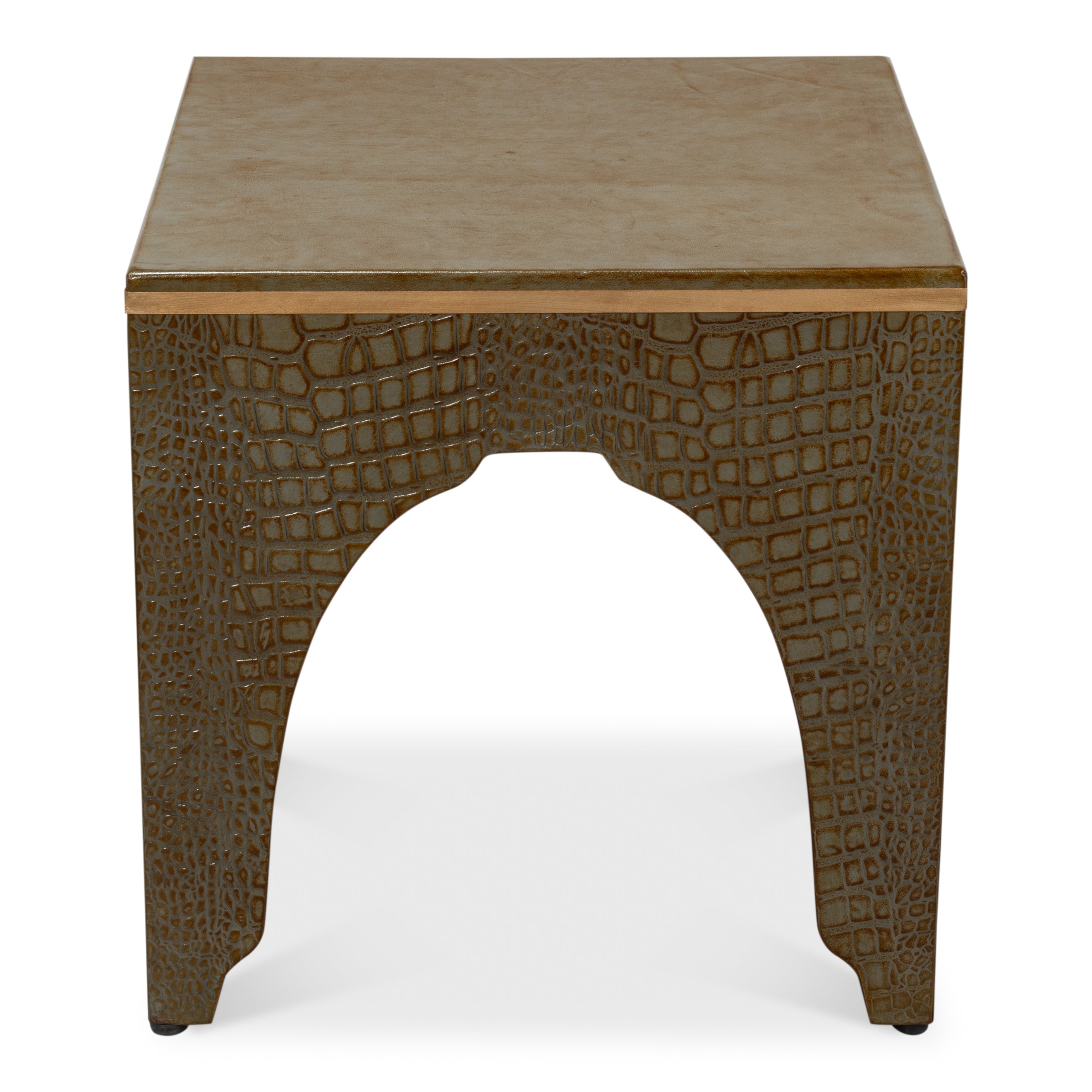 Croco Embossed Leather Stool