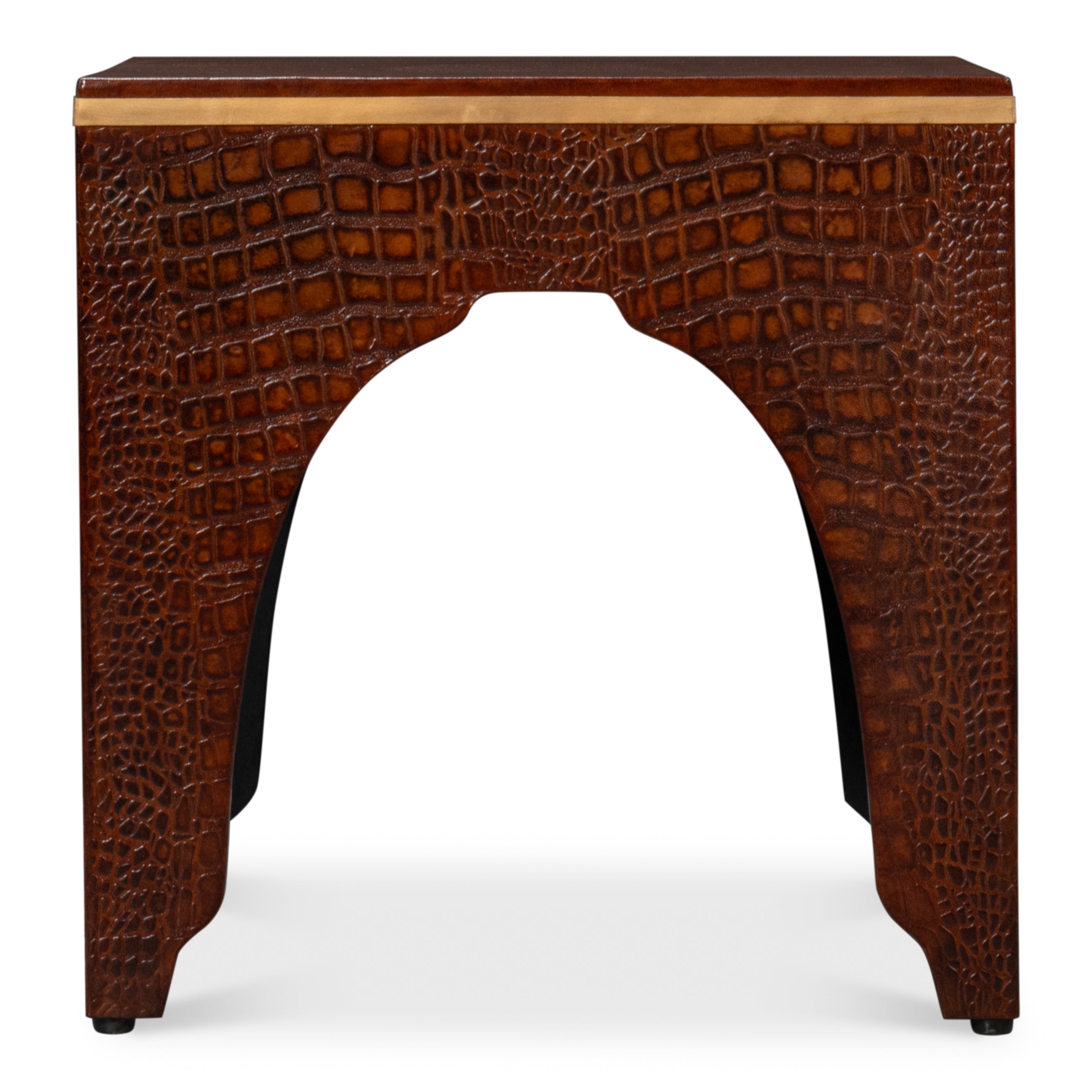 Croco Embossed Leather Stool