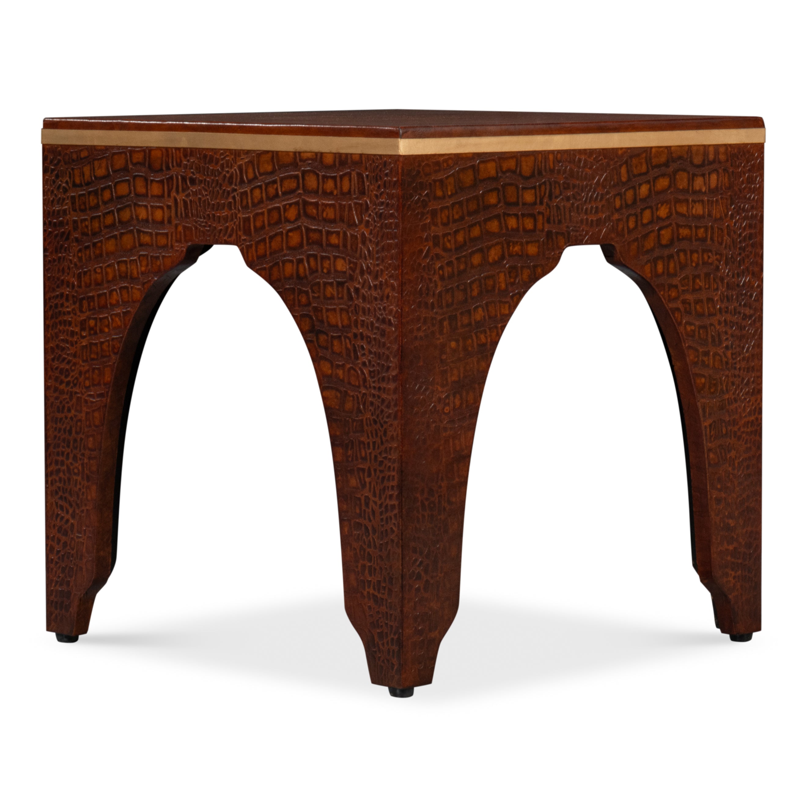 Croco Embossed Leather Stool
