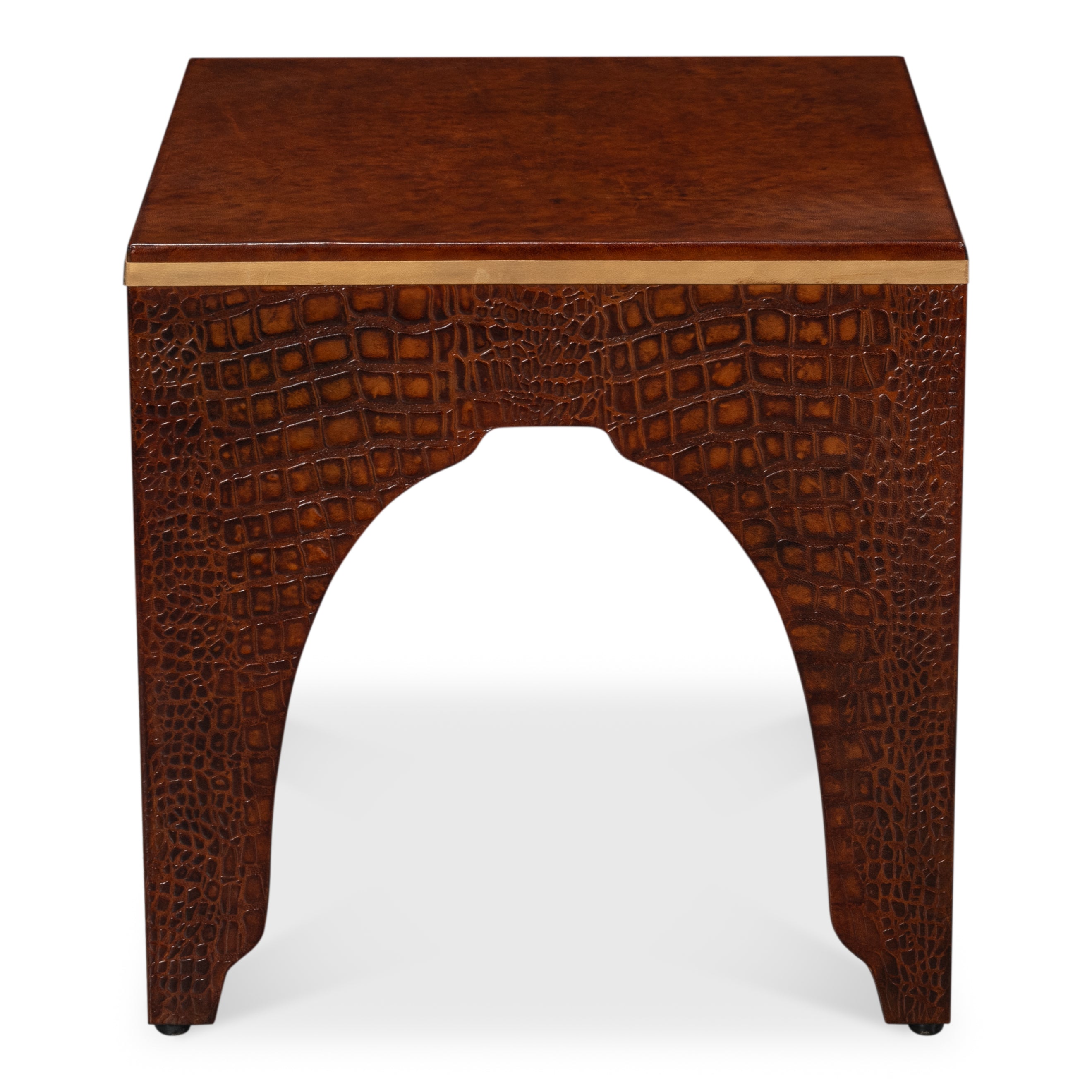 Croco Embossed Leather Stool