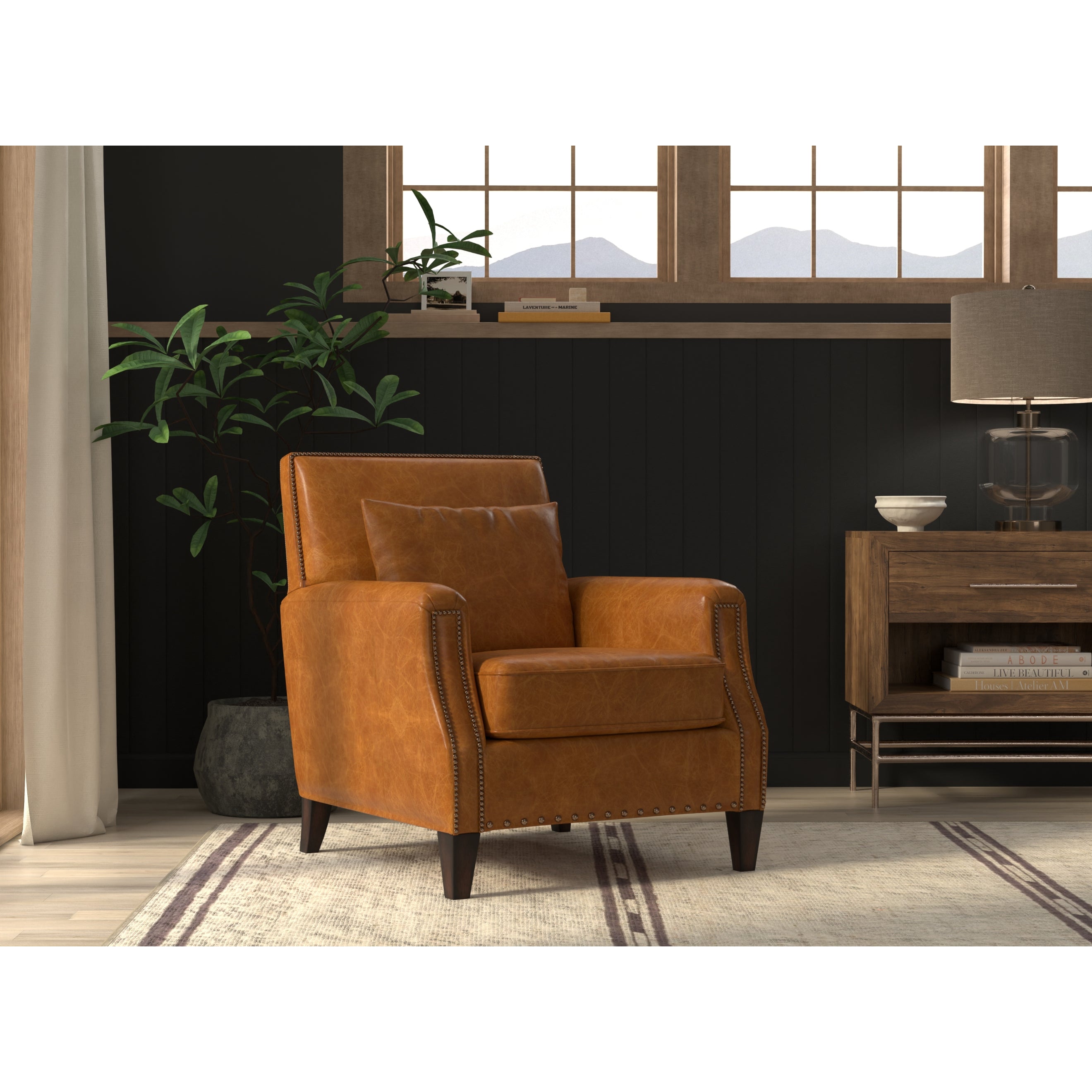 Dimity Distilled Leather Chair - Brown