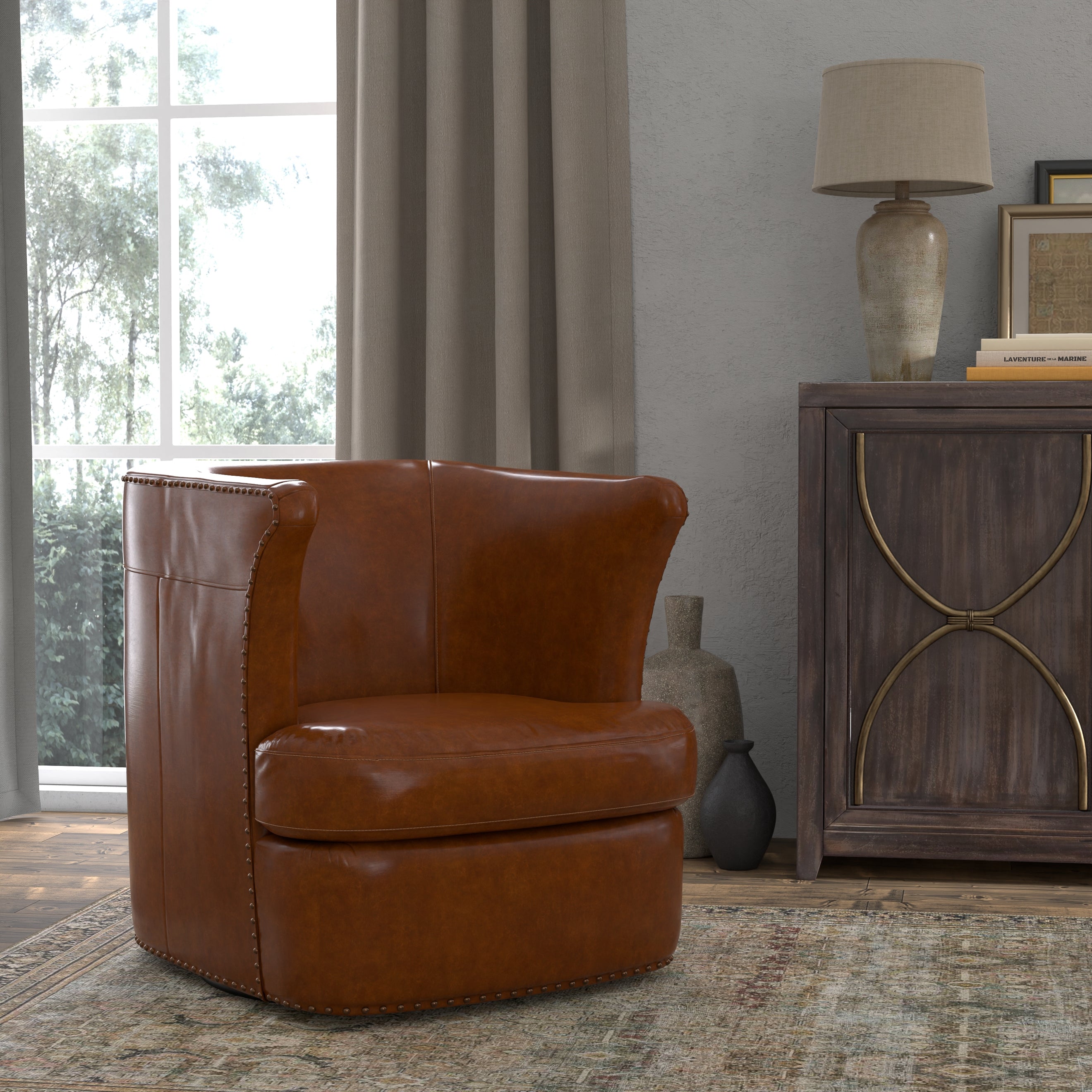 Spencer Distilled Leather Swivel Chair
