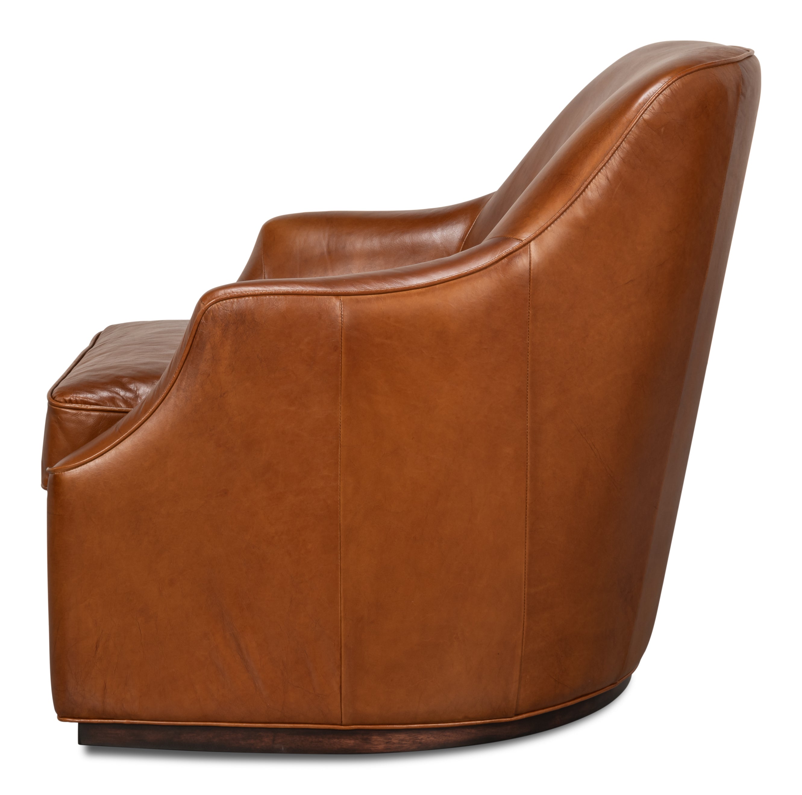Parrish Distilled Leather Swivel Chair - Havana Brown