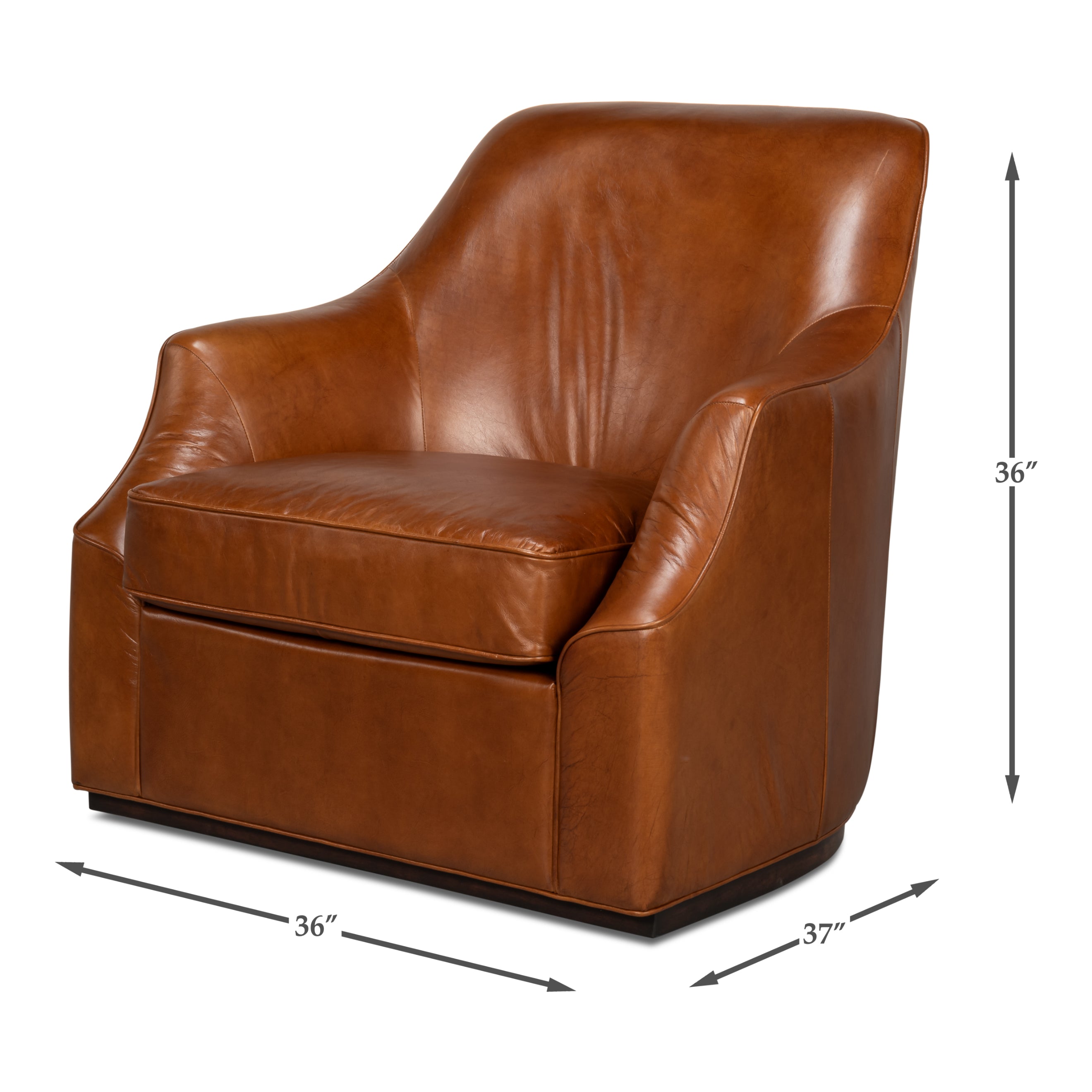 Parrish Distilled Leather Swivel Chair - Havana Brown