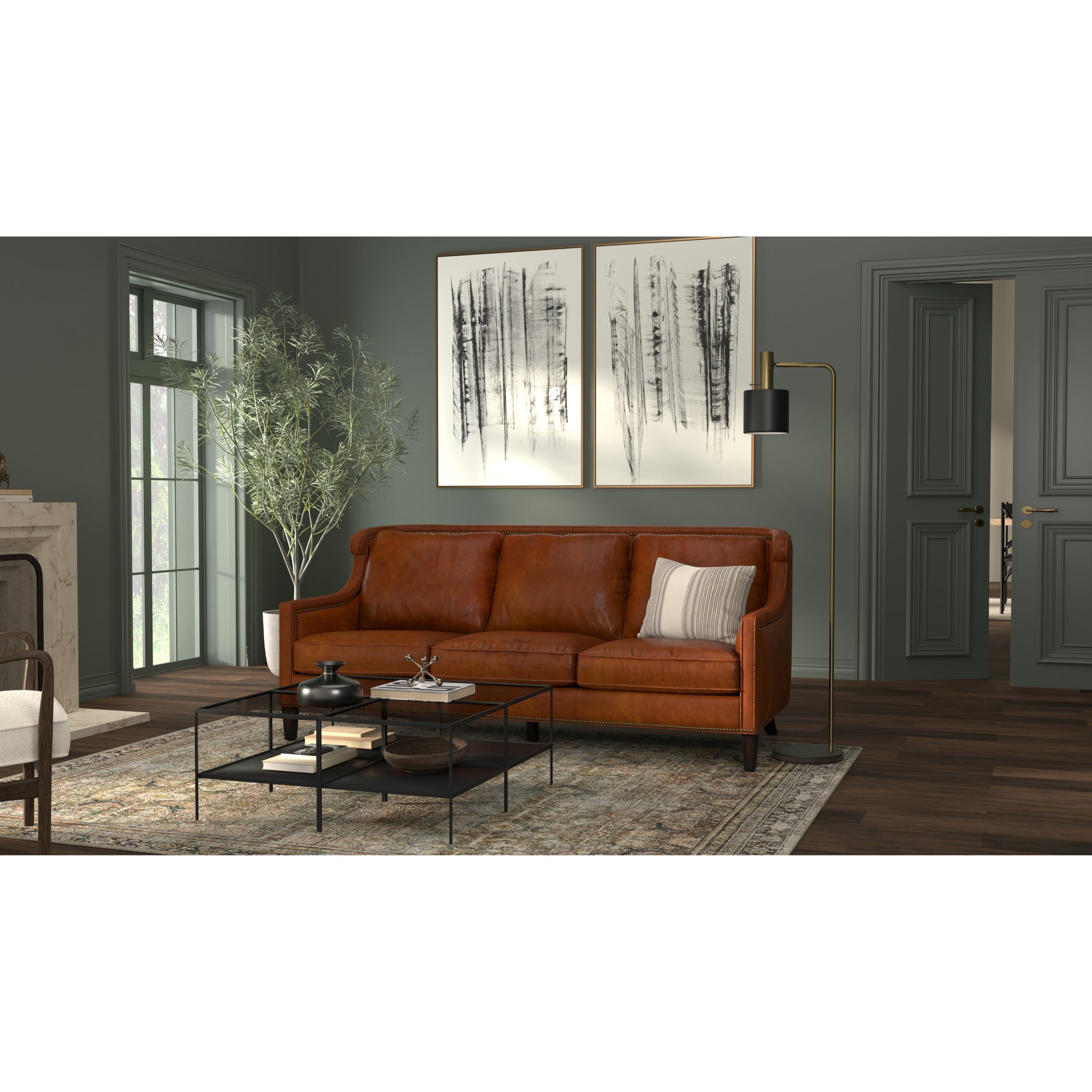 Philipe Distilled Leather Sofa - Brown