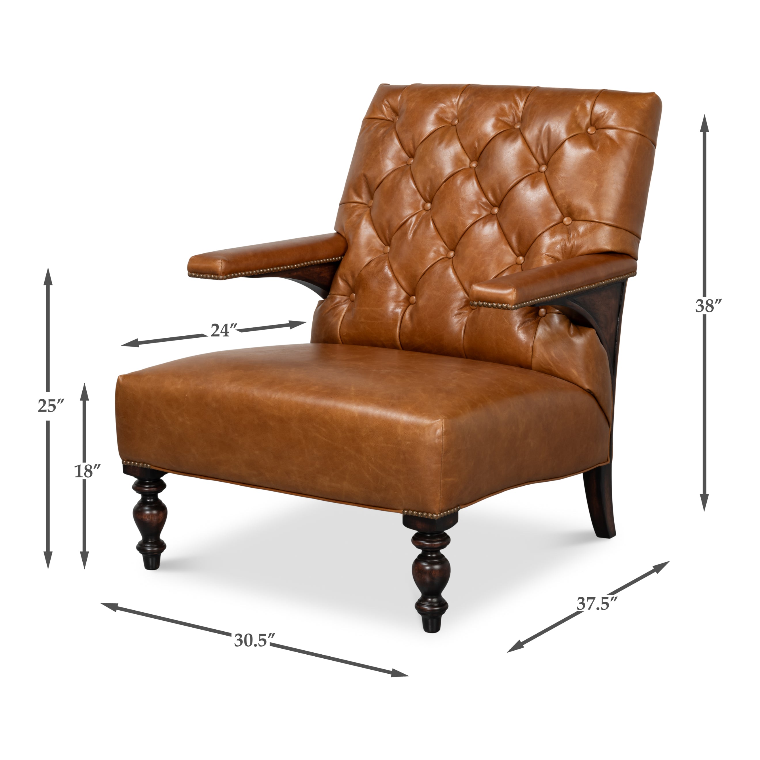 Dawson Distilled Leather Chair - Cuba Brown