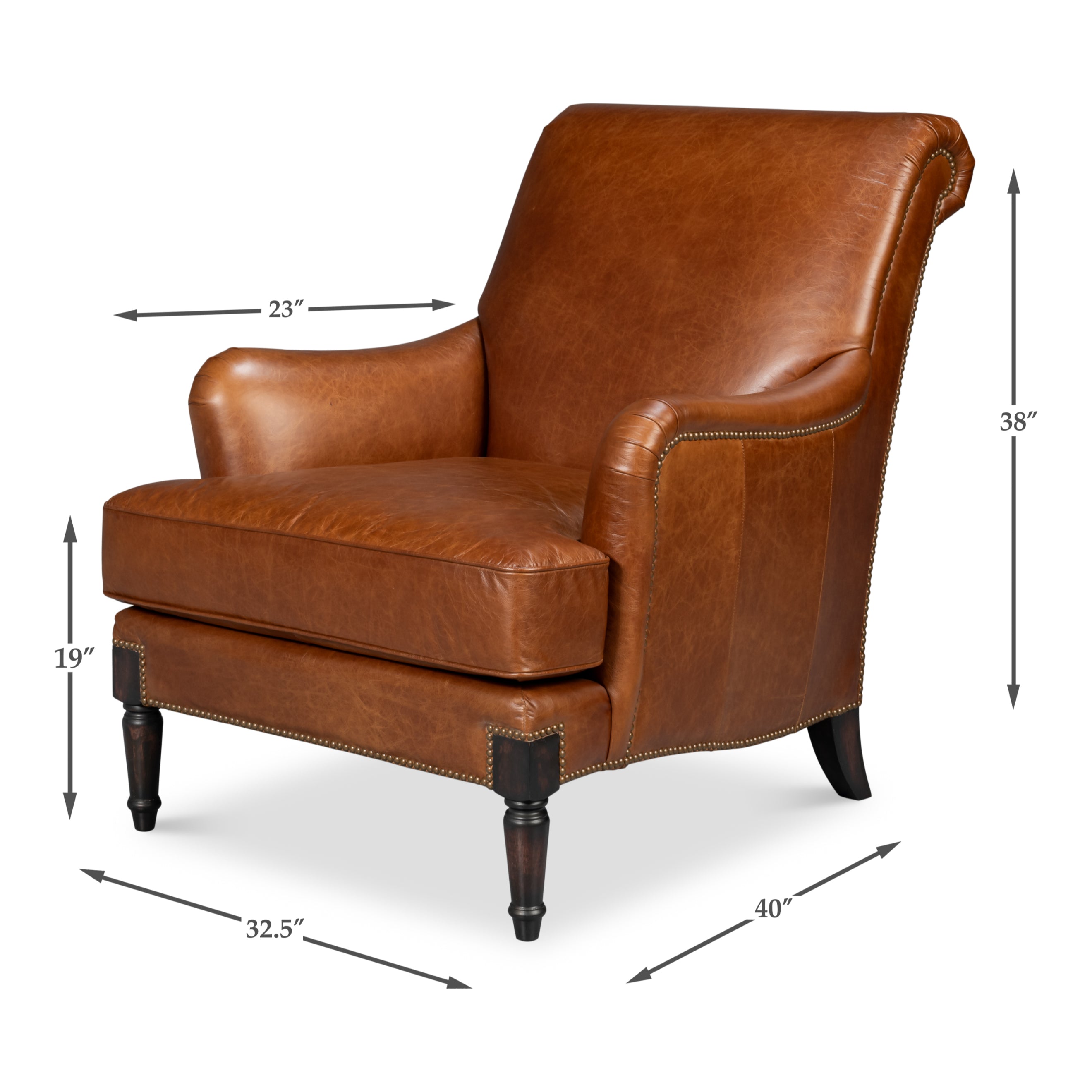 Gaston Distilled Leather Chair - Brown