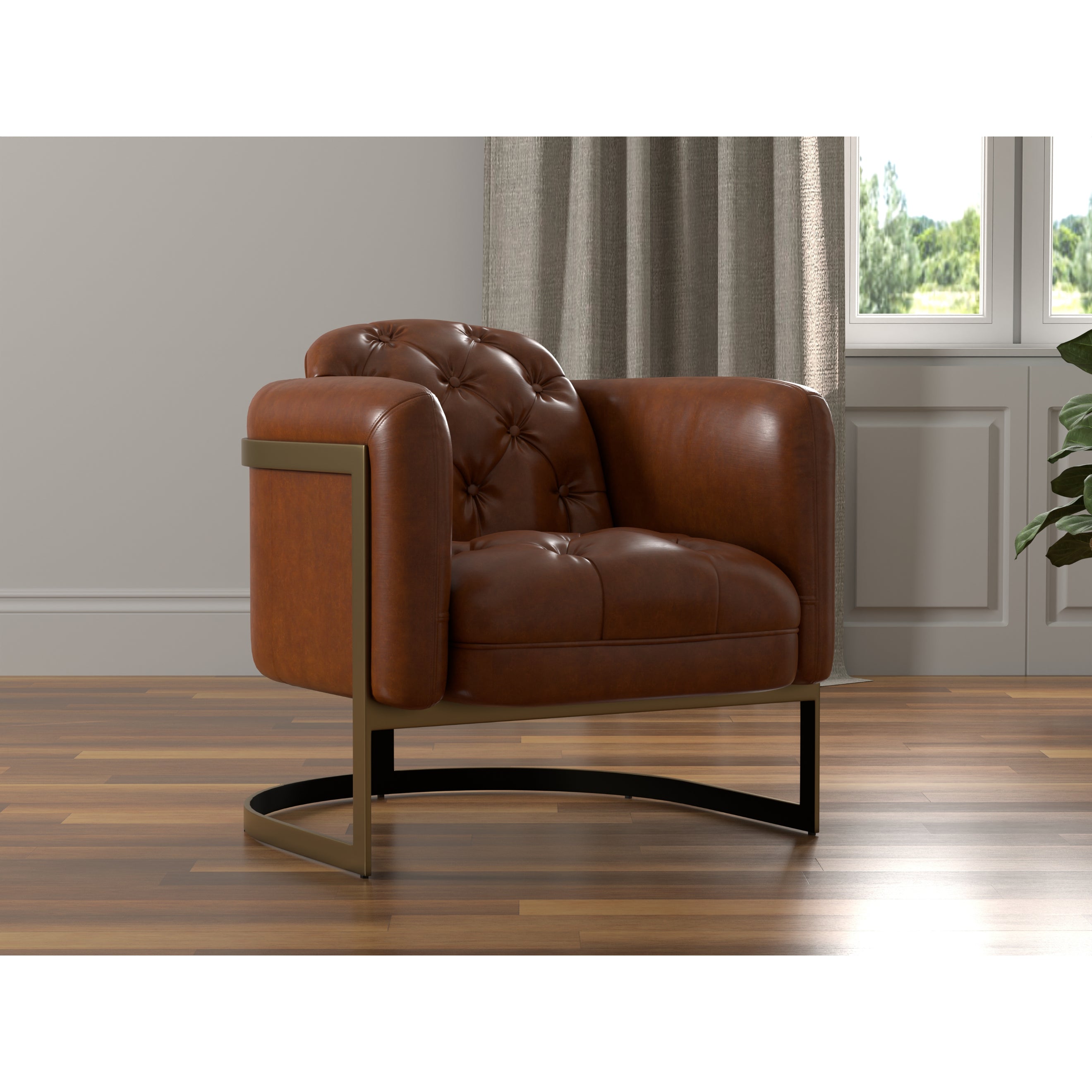 Finn Leather Club Chair - Havana Brown