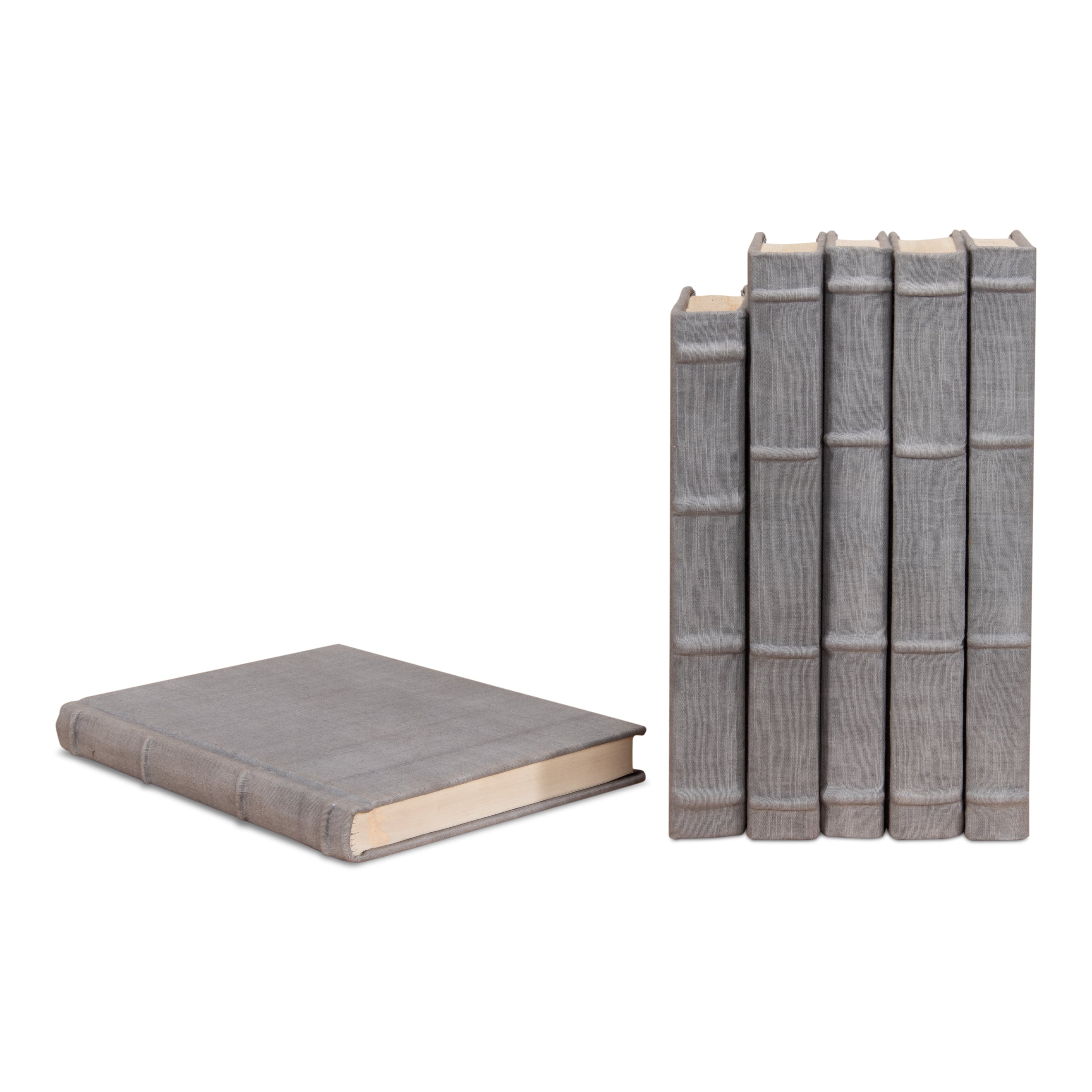 Heather Gray Linen Books - Set of 12