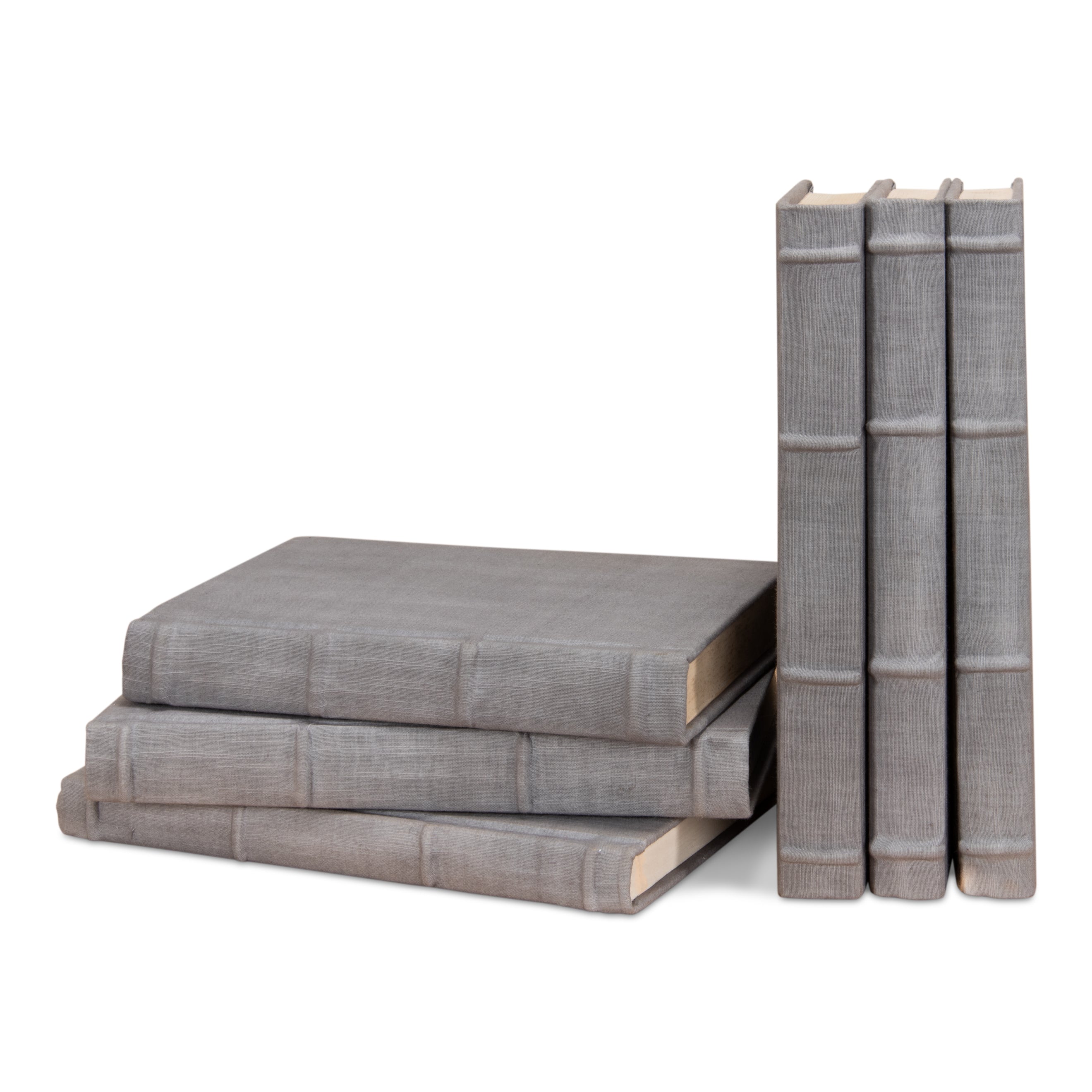 Heather Gray Linen Books - Set of 12