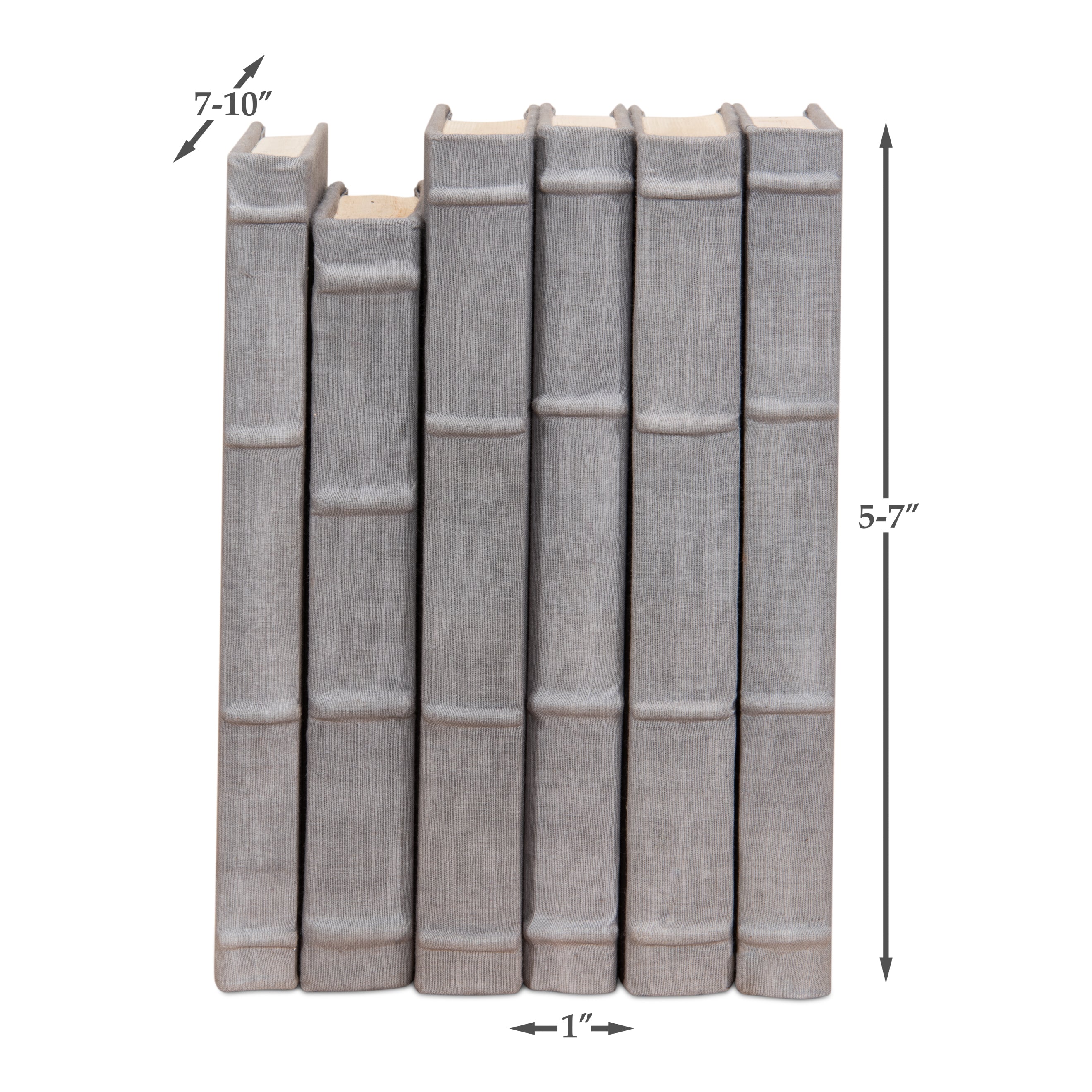 Heather Gray Linen Books - Set of 12