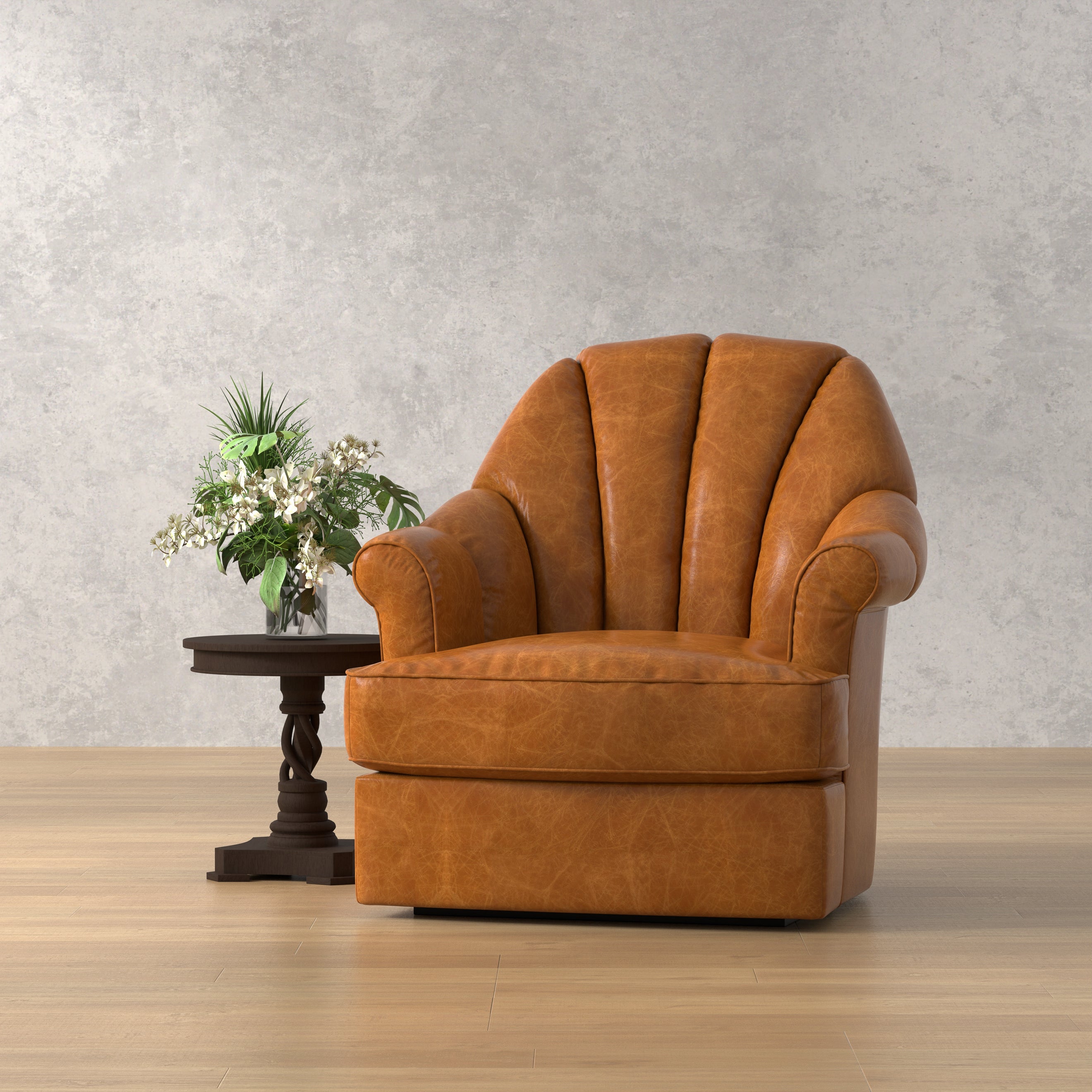 Scoth Swivel Chair in Distilled Leather
