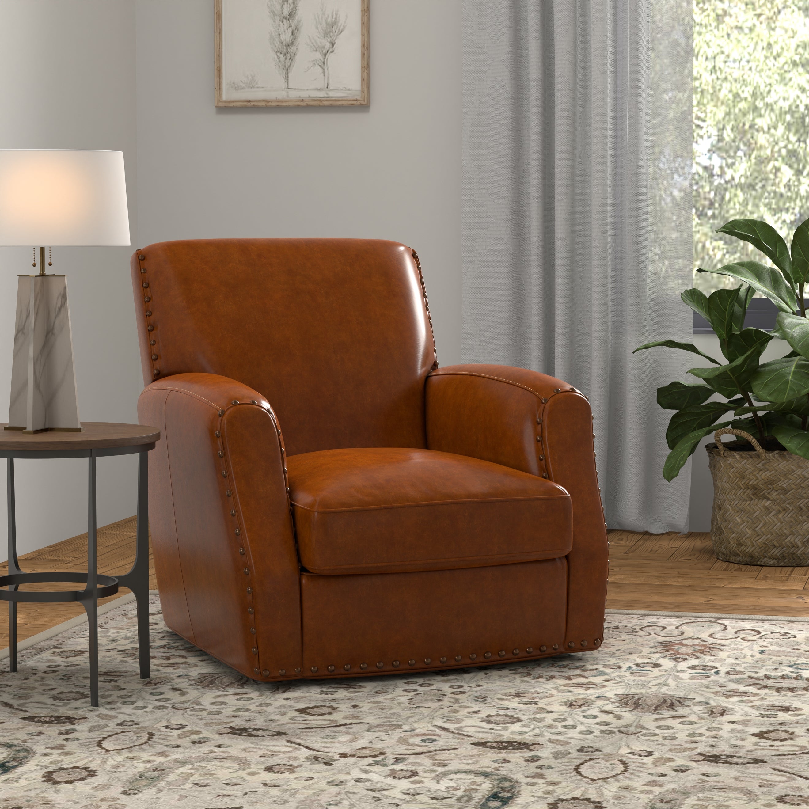 Taft Leather Swivel Chair
