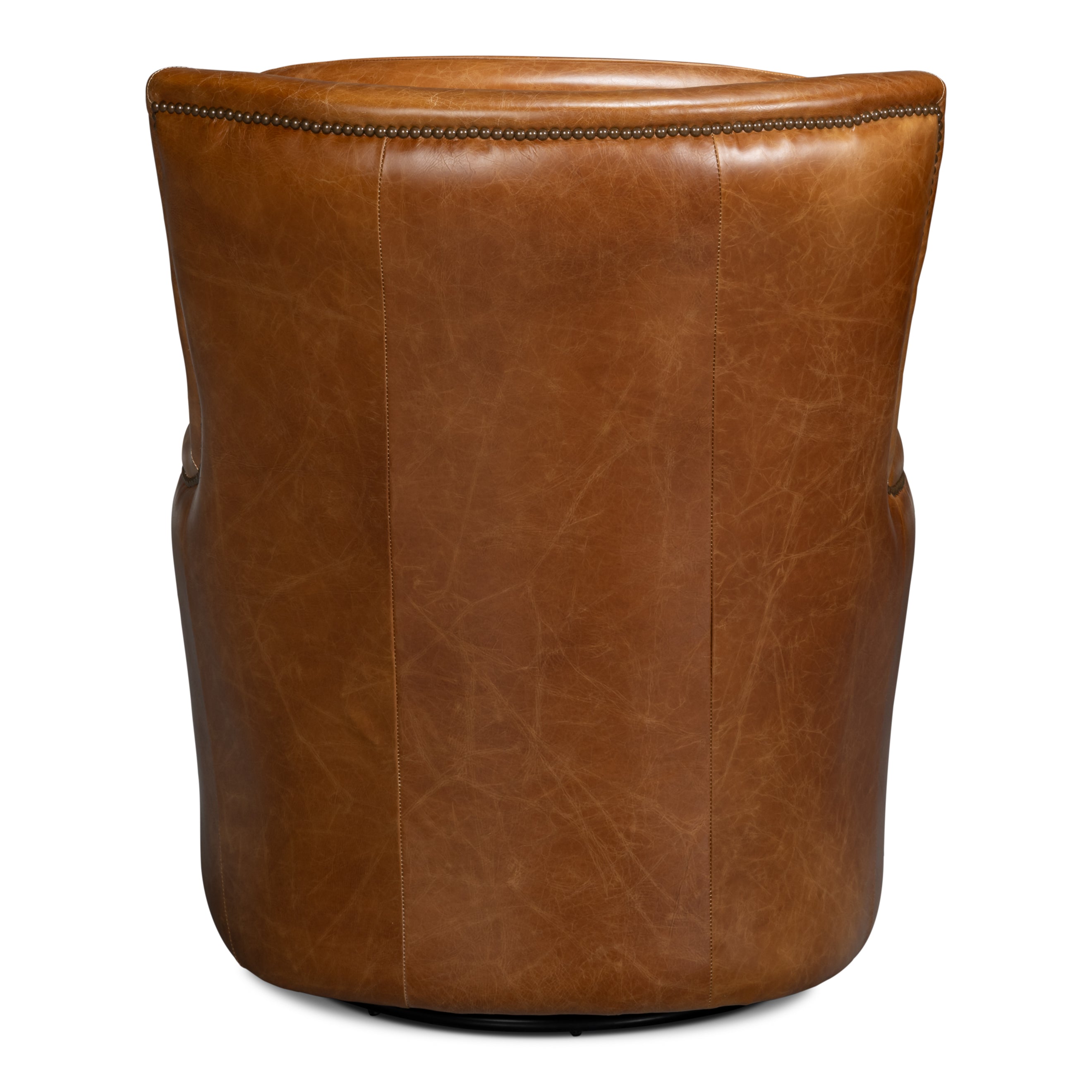 Baker Leather Swivel Chair