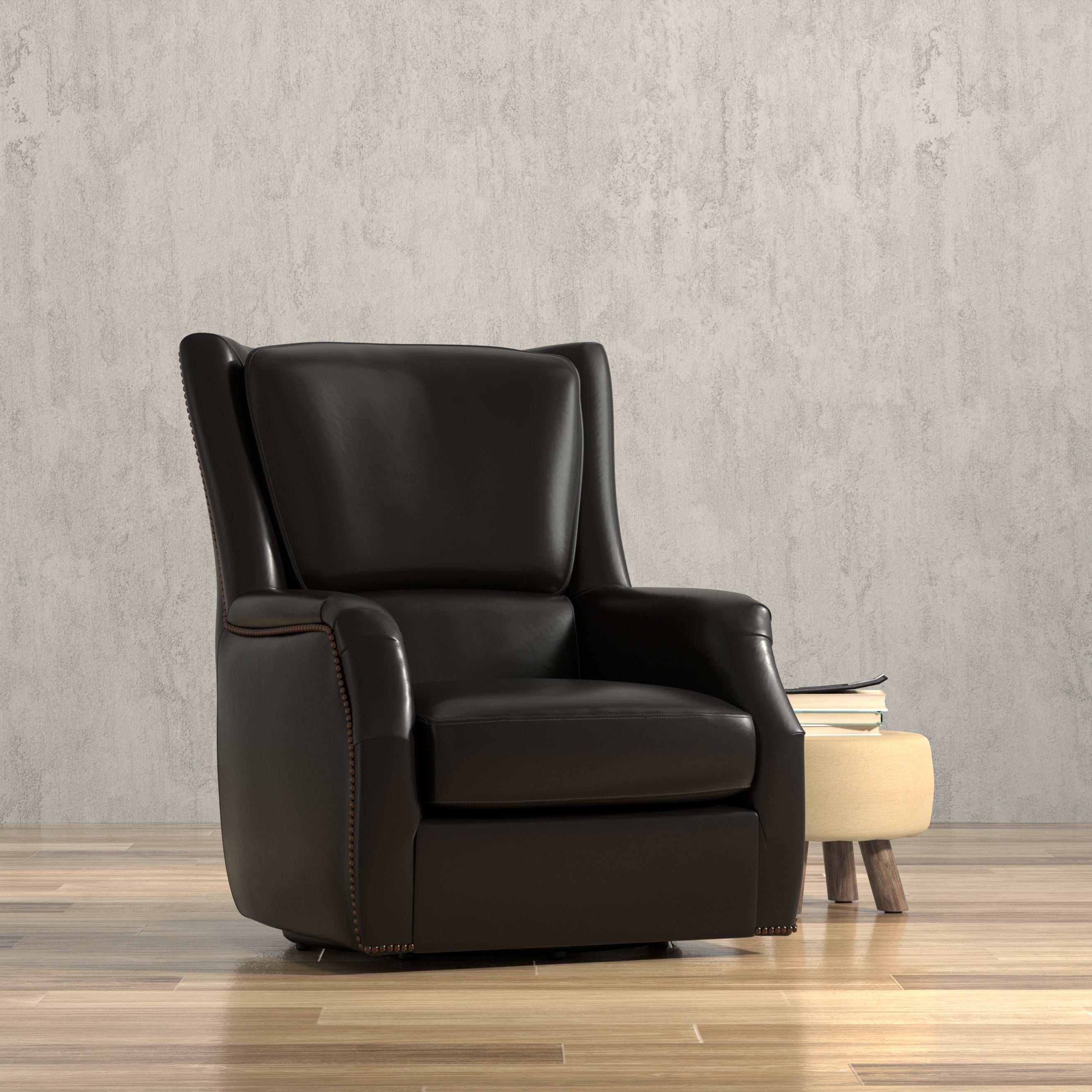 Baker Leather Swivel Chair