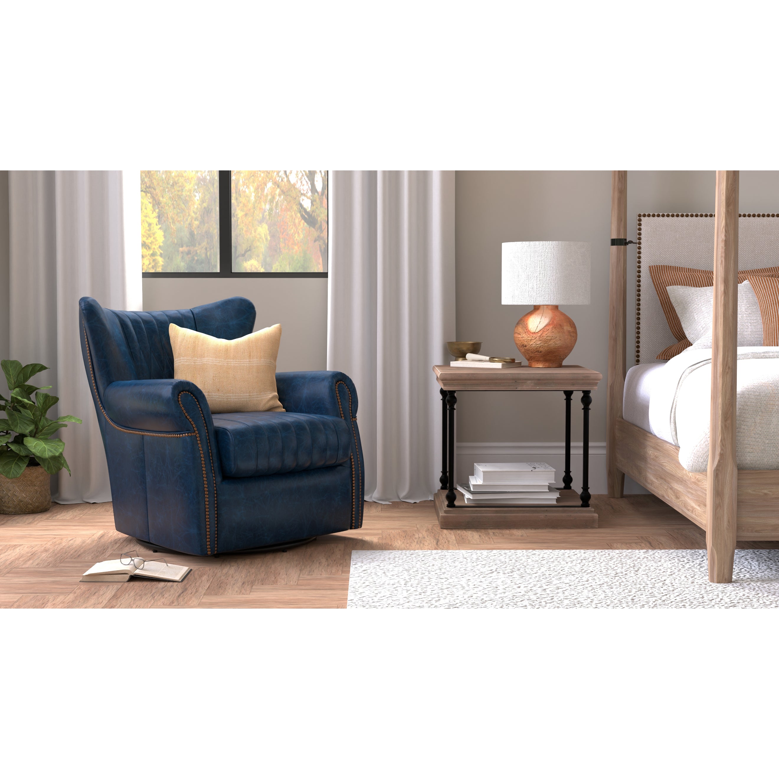 Bugatti Leather Swivel Chair