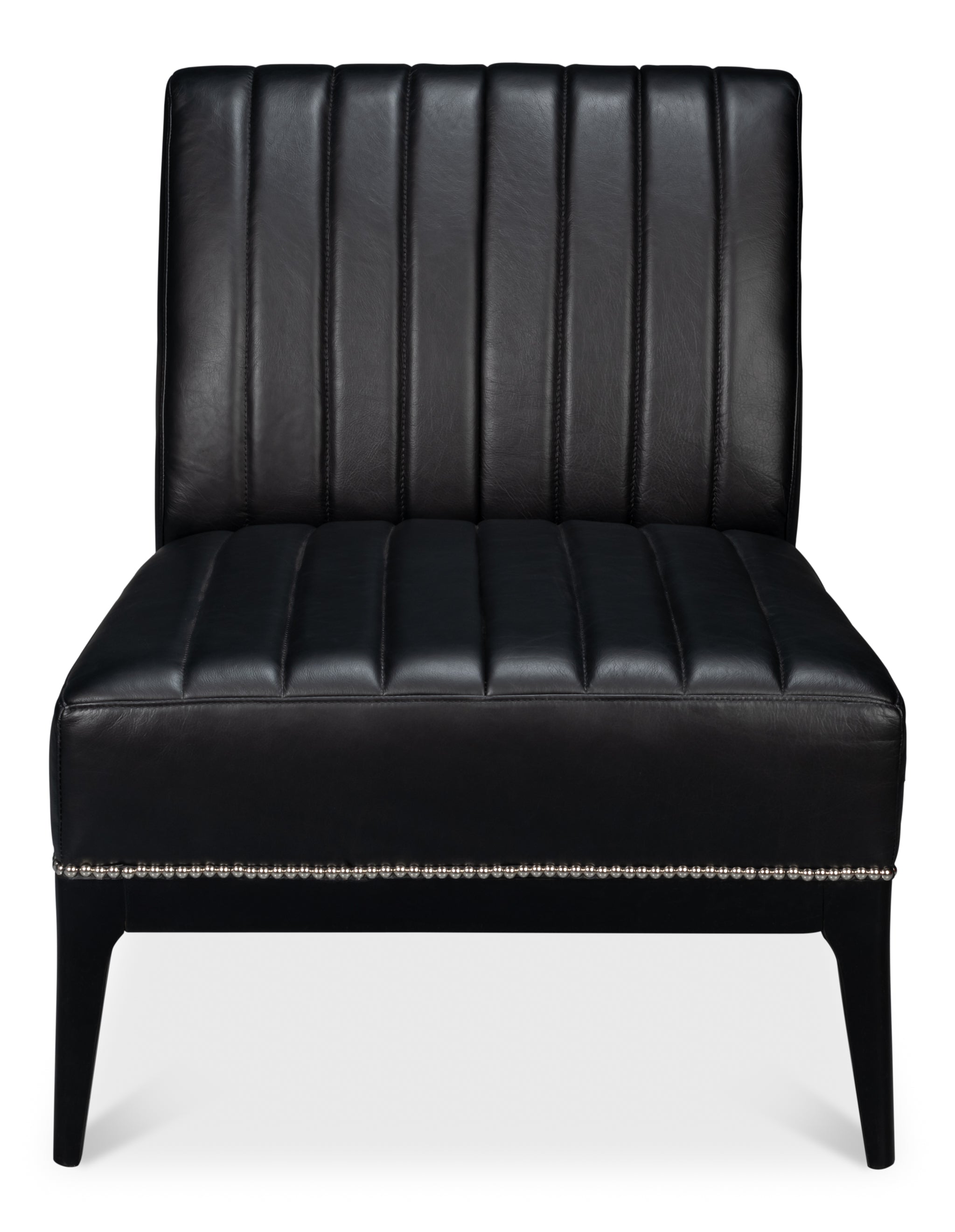 Agave Black Leather Slipper Chair