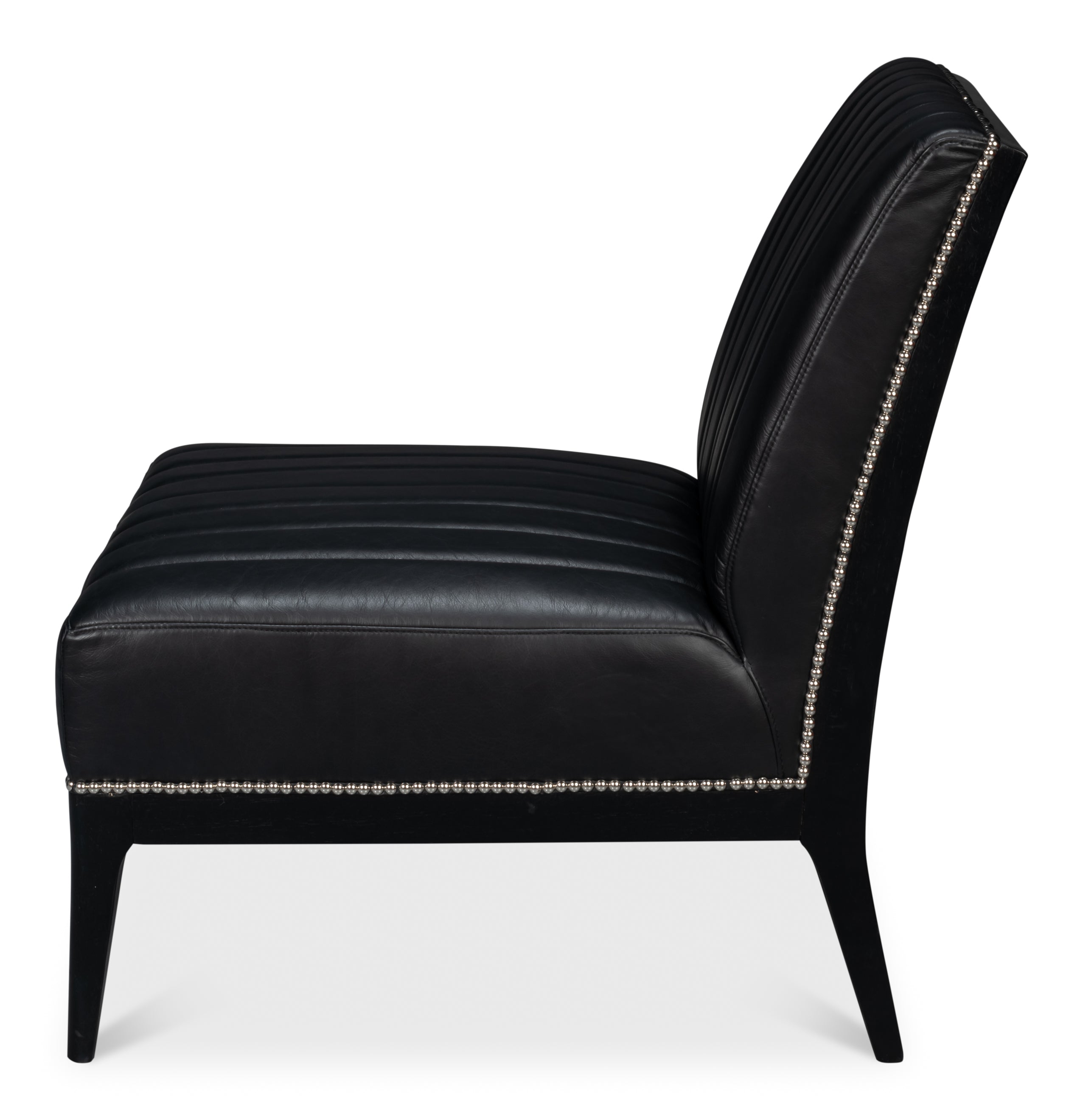 Agave Black Leather Slipper Chair