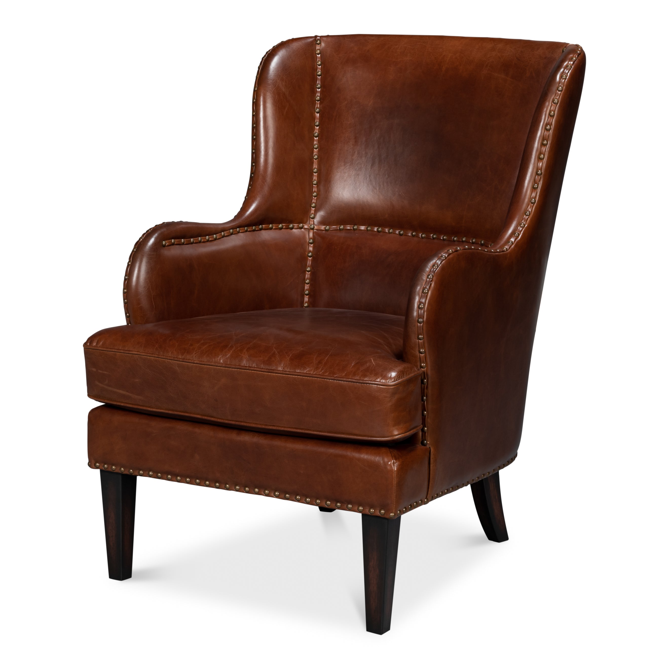 Whitney Distilled Leather Chair - Brown