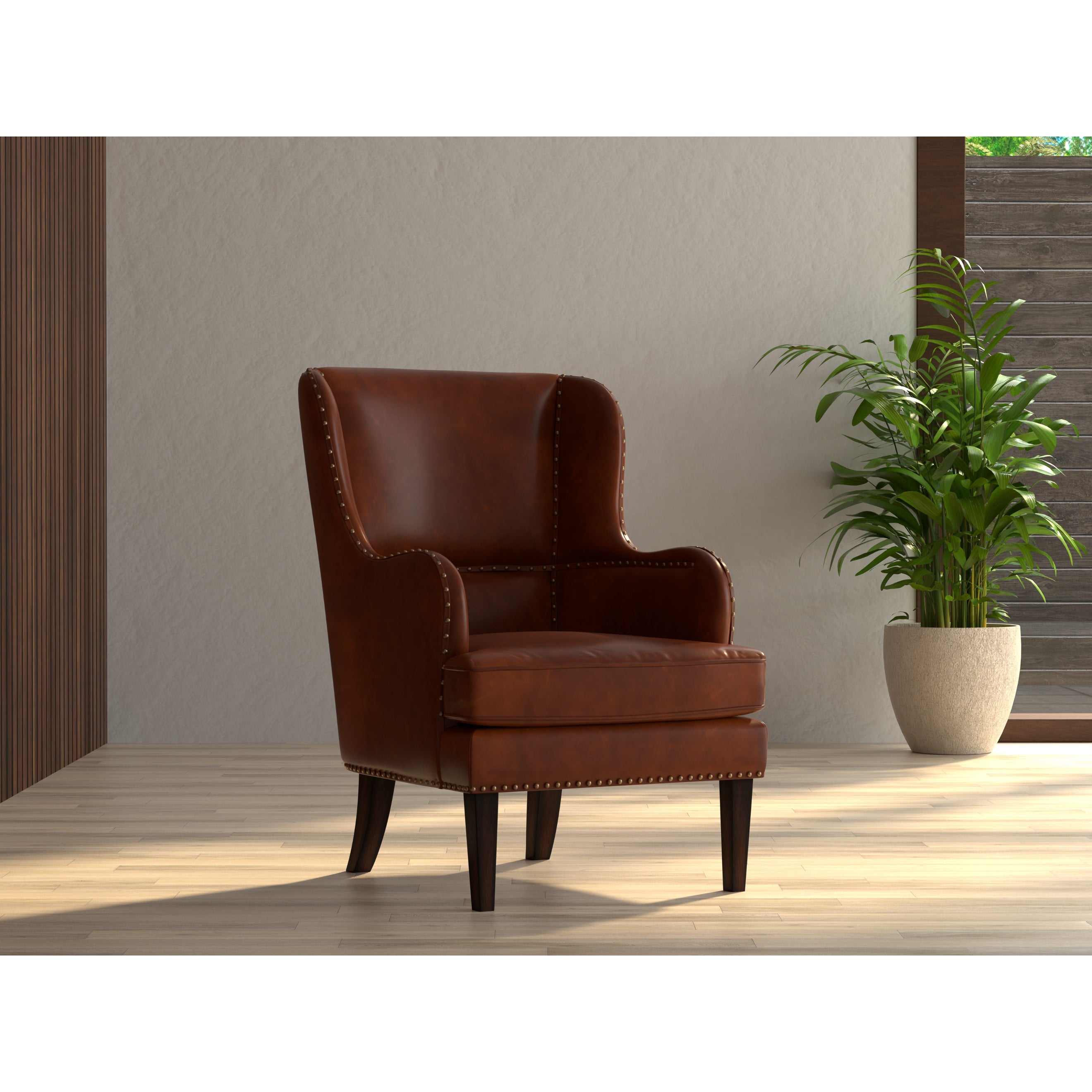 Whitney Distilled Leather Chair - Brown
