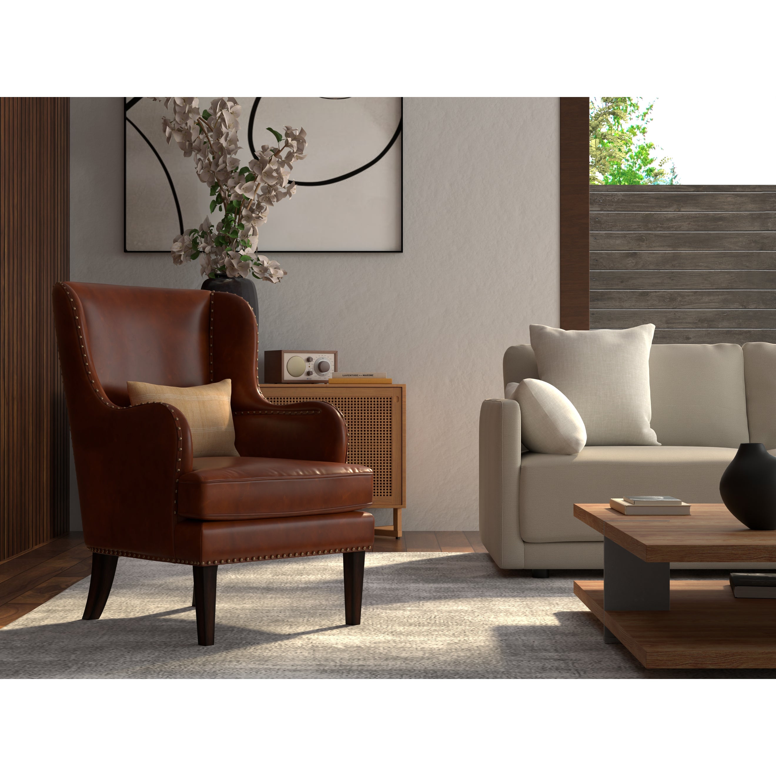 Whitney Distilled Leather Chair - Brown
