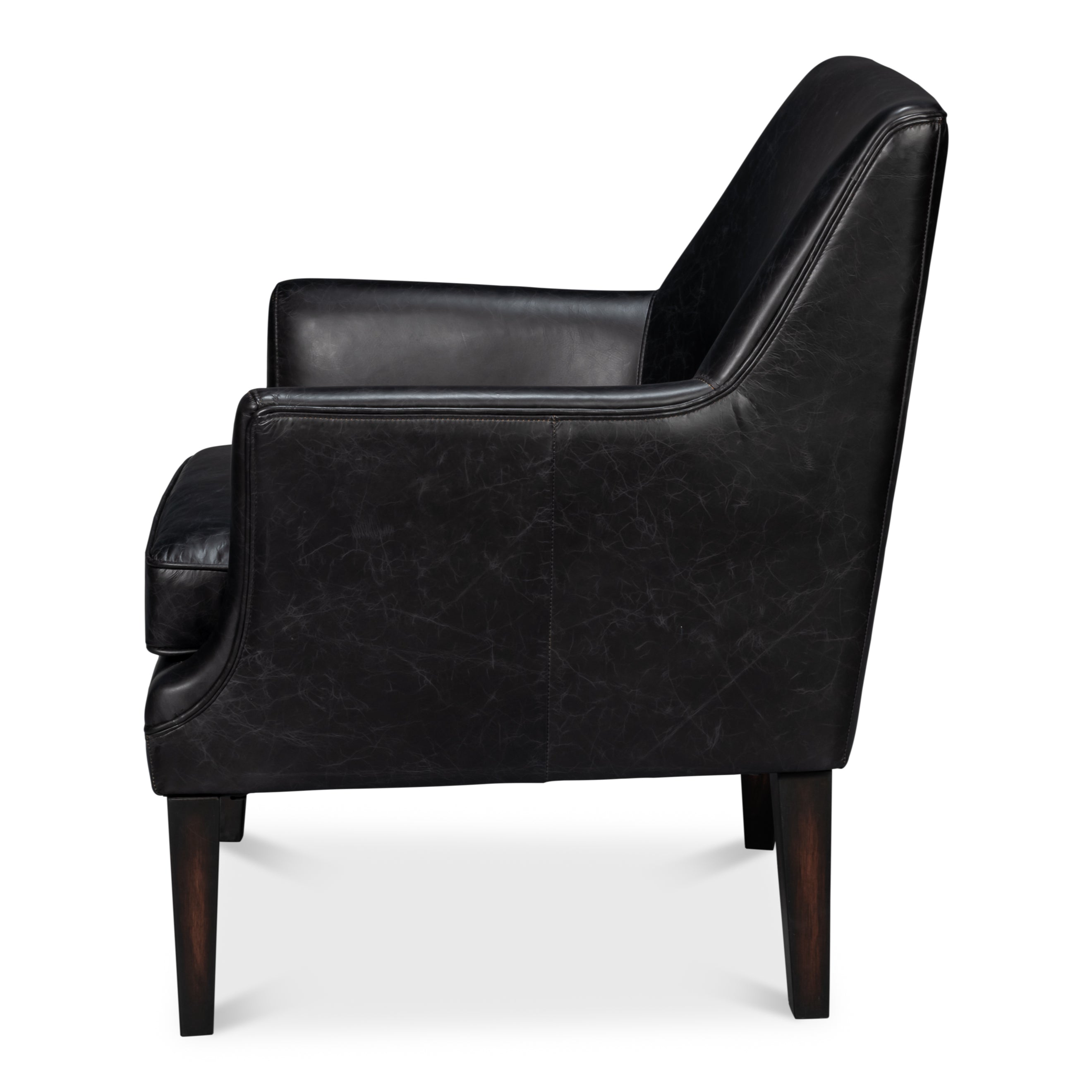 Royalton Distilled Leather Chair - Black