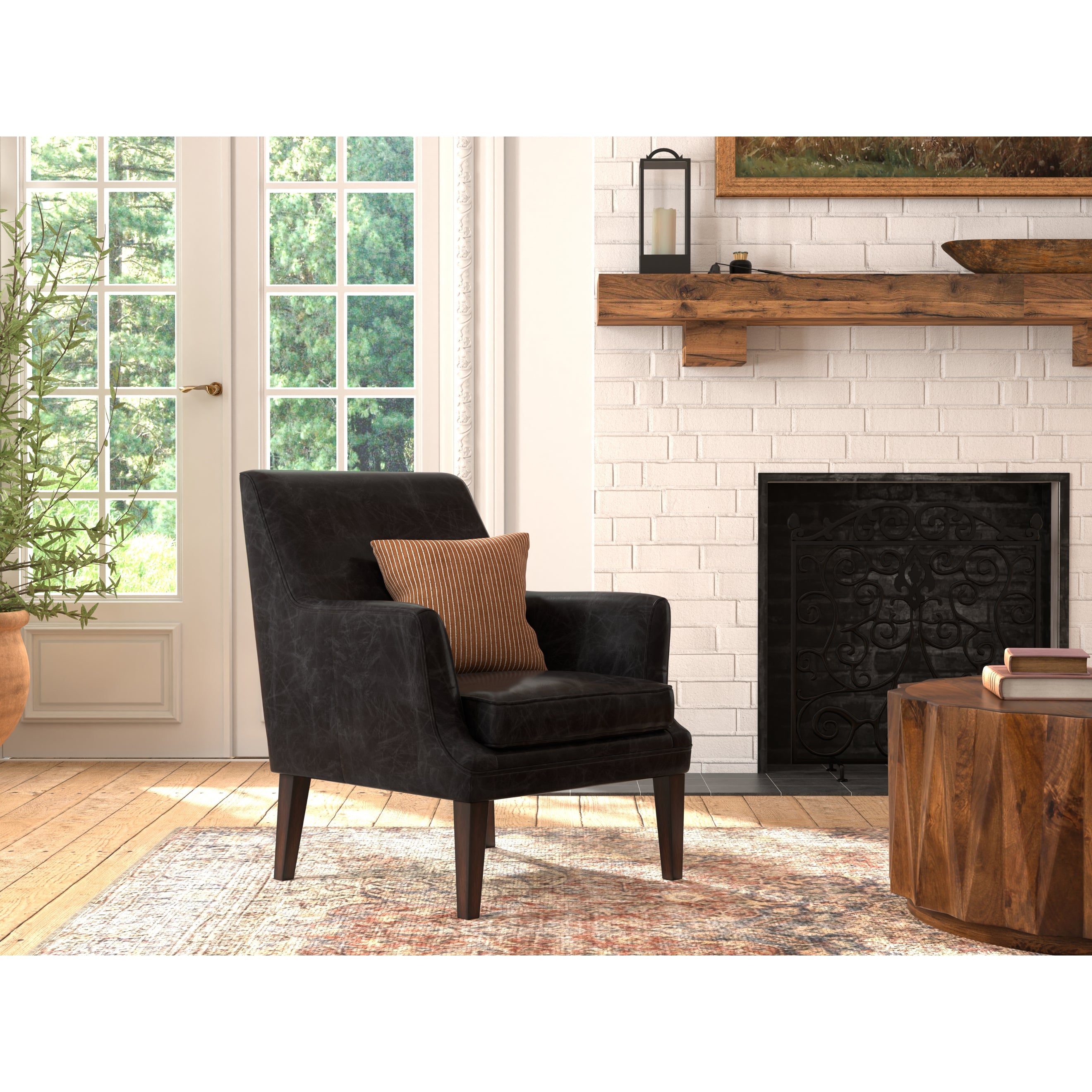 Royalton Distilled Leather Chair - Black