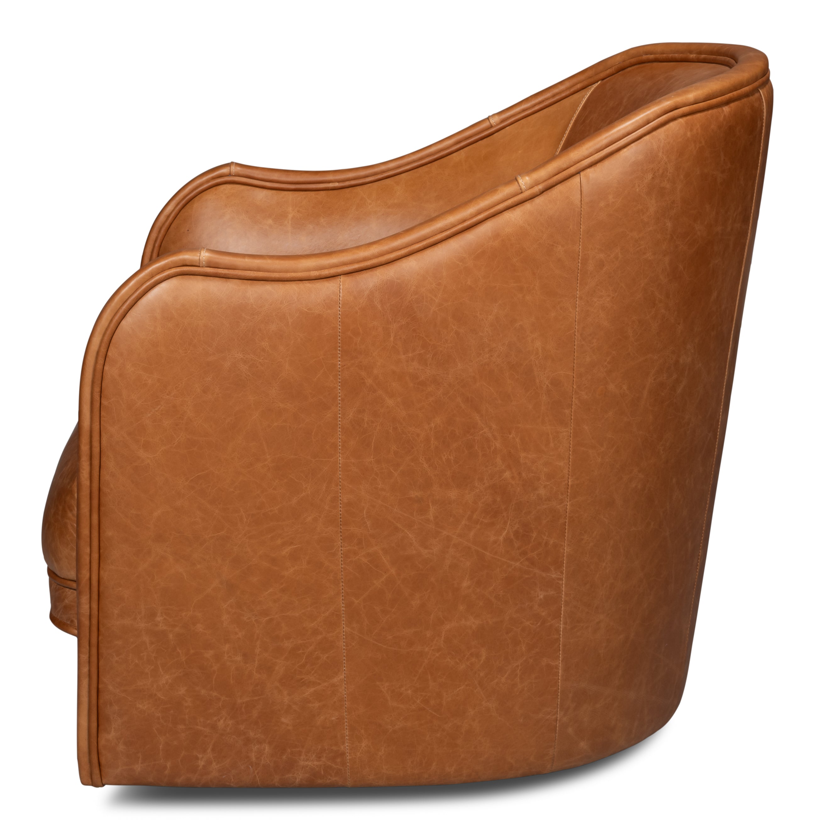 Braxton Leather Swivel Chair - Brown