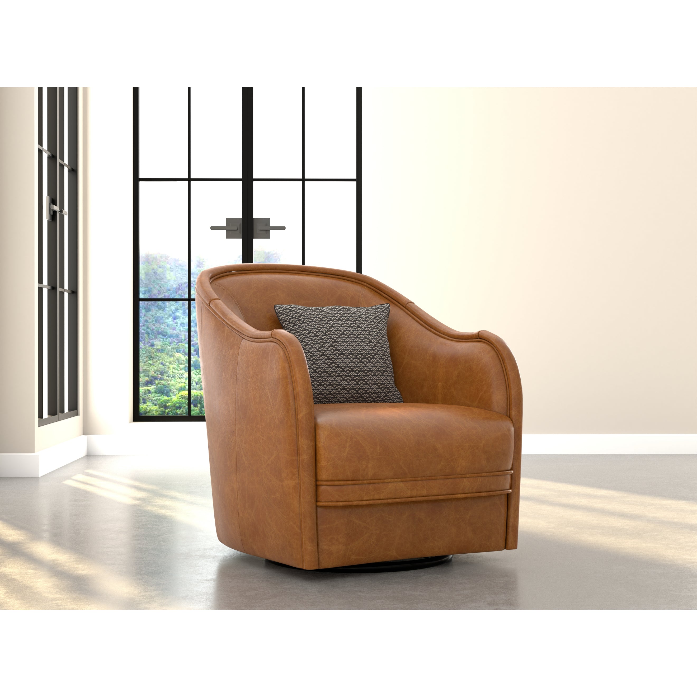 Braxton Leather Swivel Chair - Brown