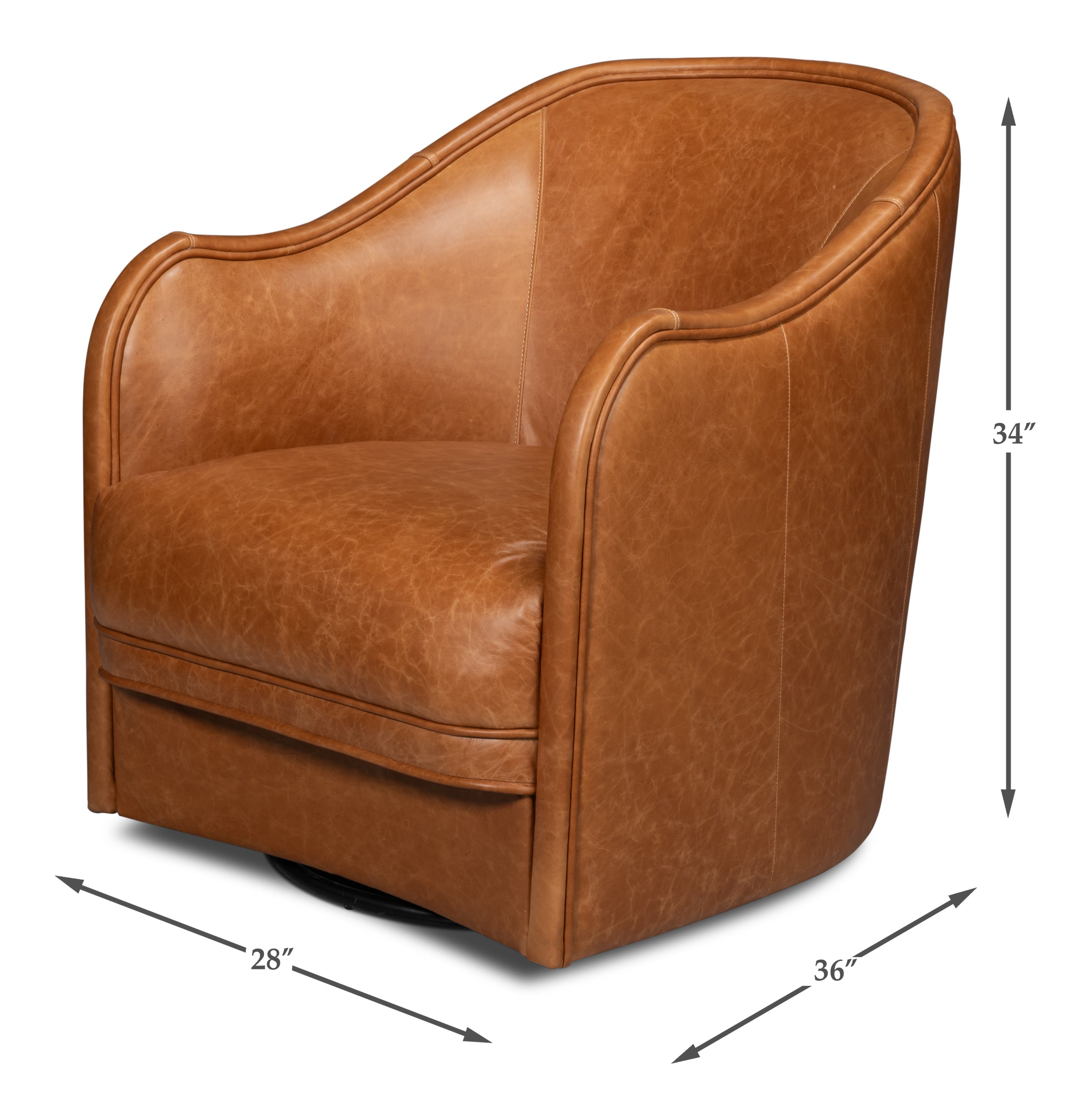 Braxton Leather Swivel Chair - Brown