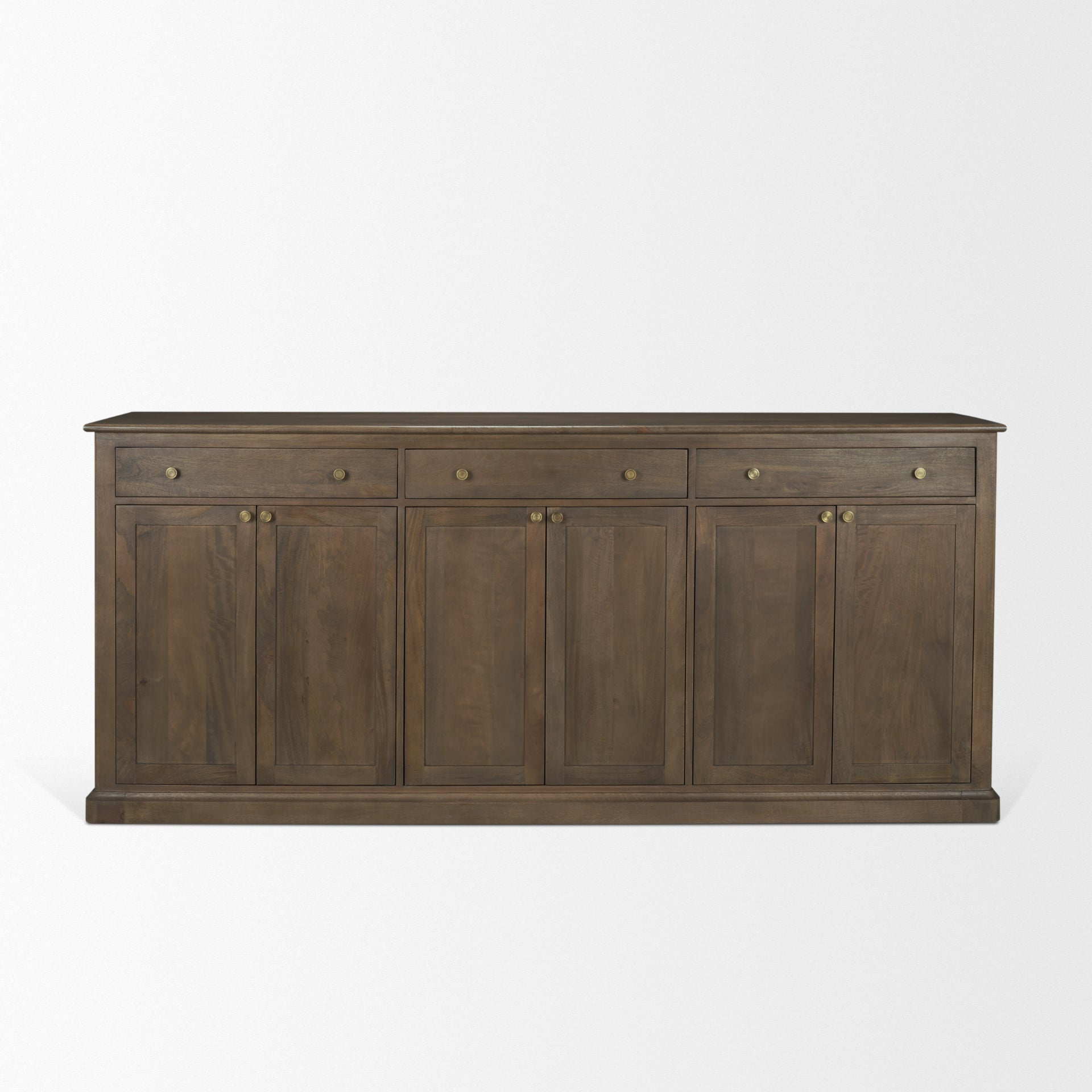 Baron Solid Wood with Antiqued Aged Brass Knobs 3-Drawer 6-Door Sideboard