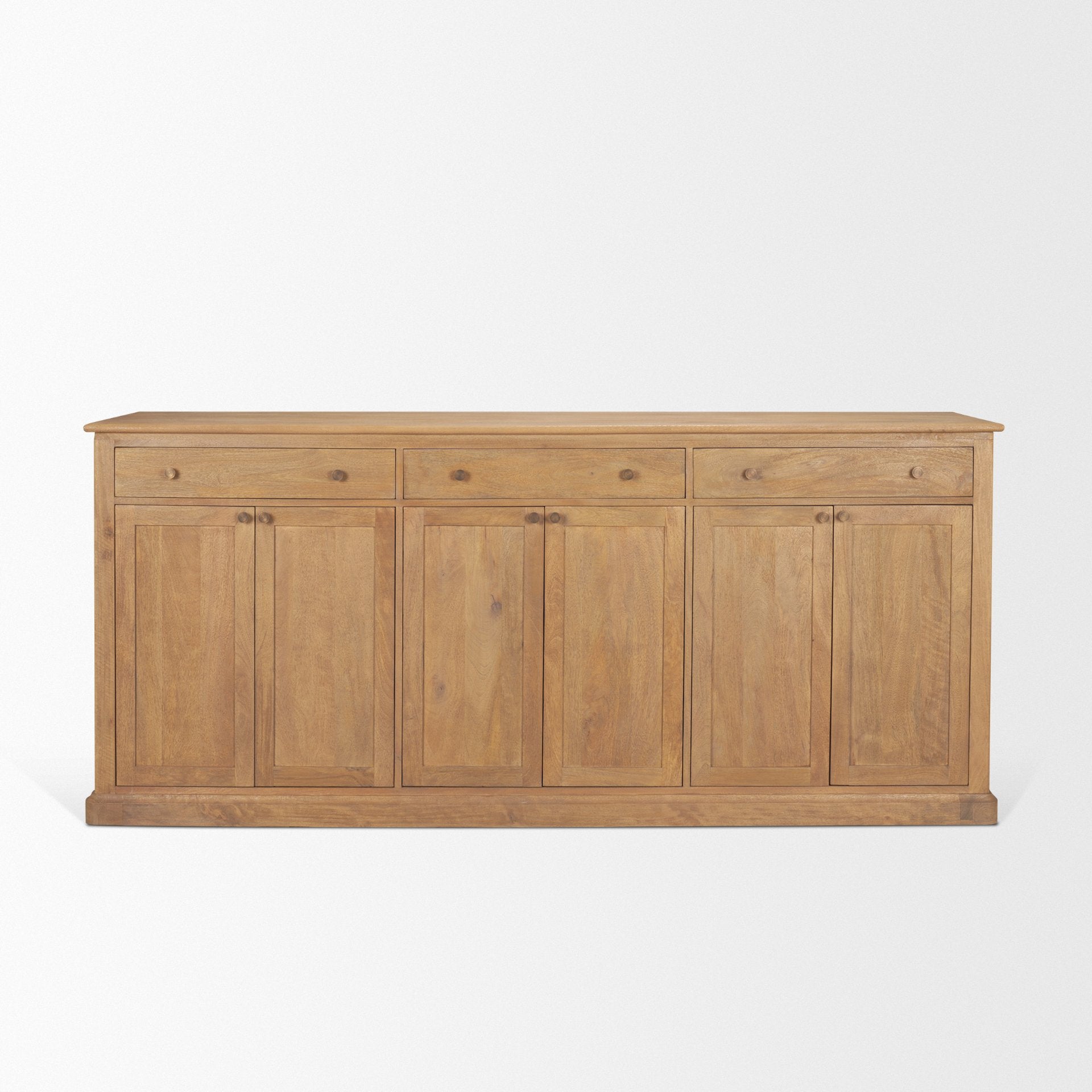 Baron Solid Wood with Antiqued Aged Brass Knobs 3-Drawer 6-Door Sideboard