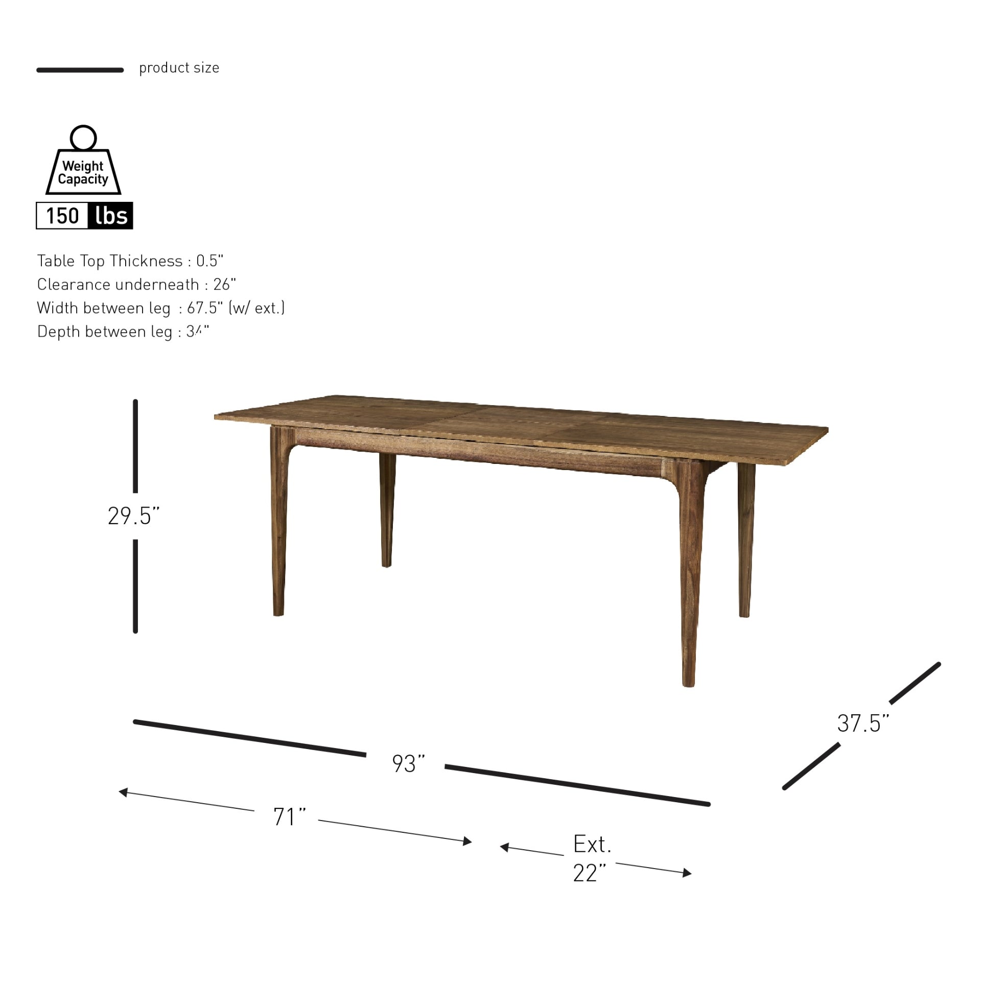 Hereford KD Extendable Dining Table