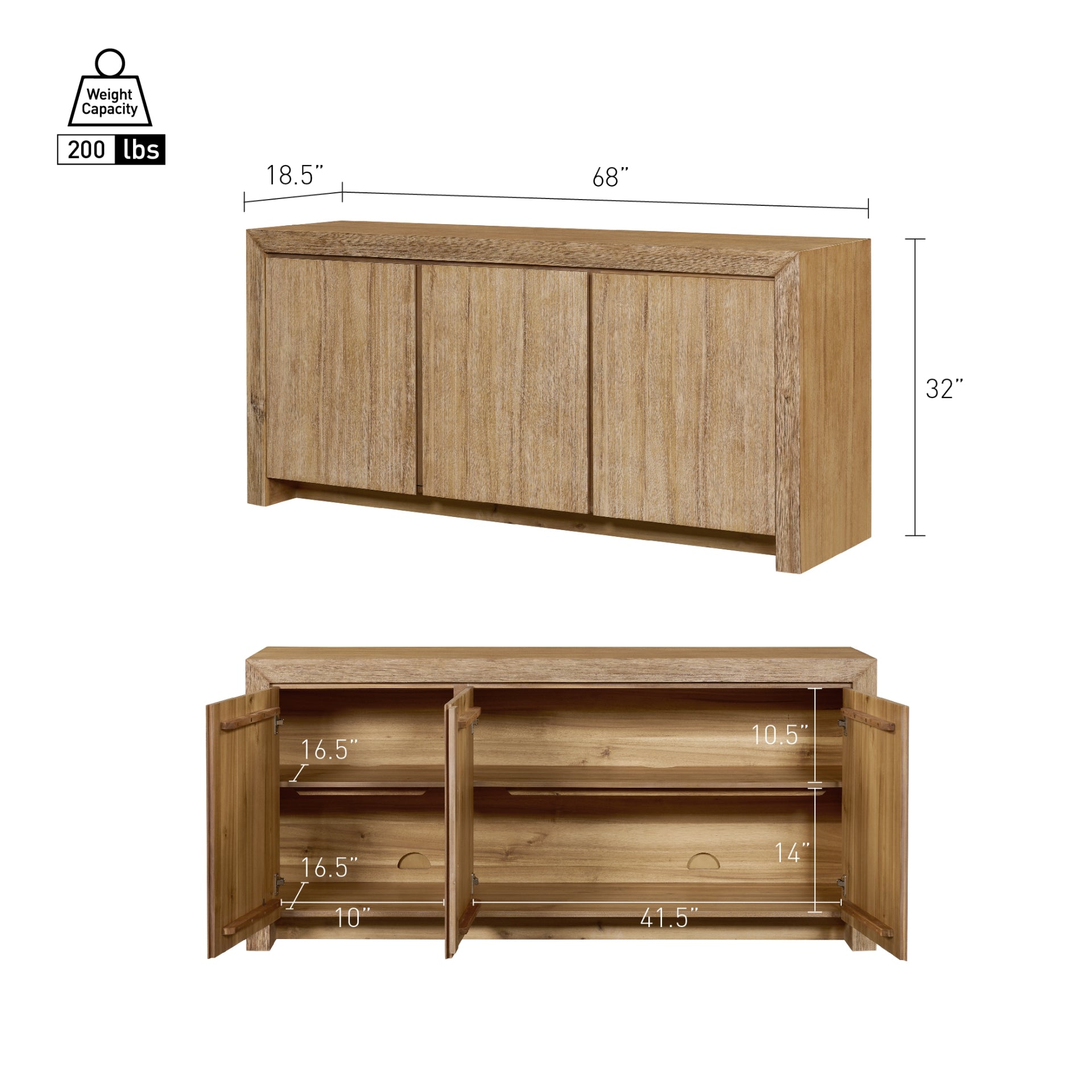 Zerano 3 Doors Buffet/Sideboard - Brushed Smoke