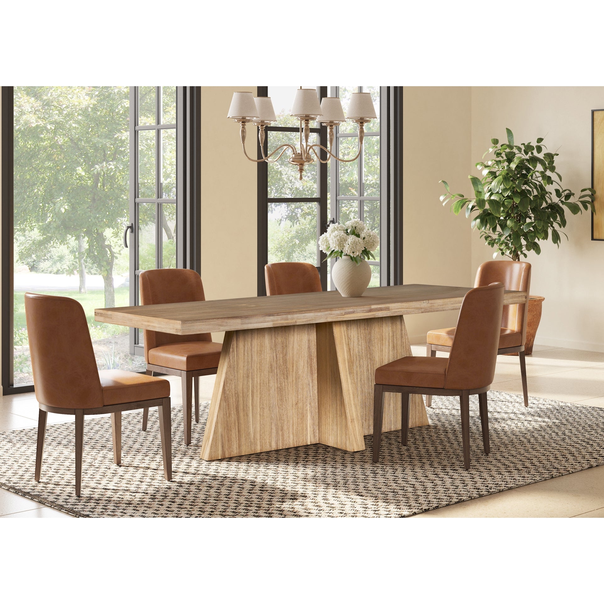 Zerano 84" Cross Legs Dining Table - Brushed Smoke