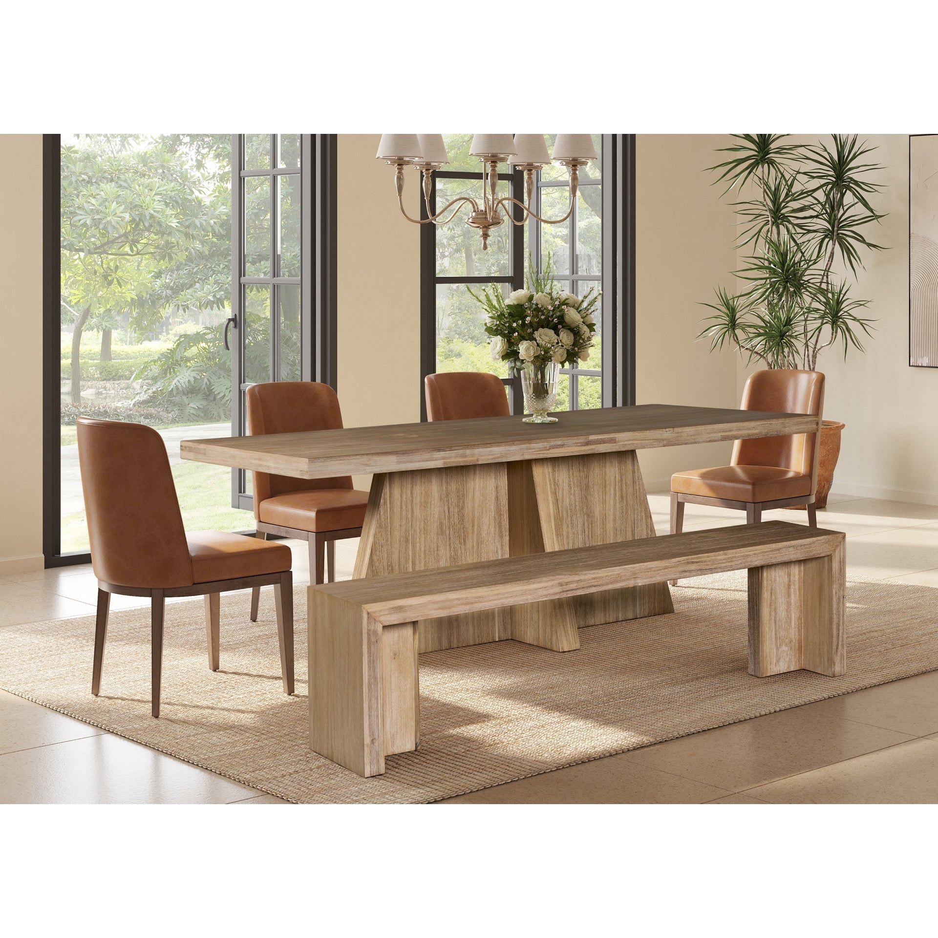 Zerano 84" Cross Legs Dining Table - Brushed Smoke